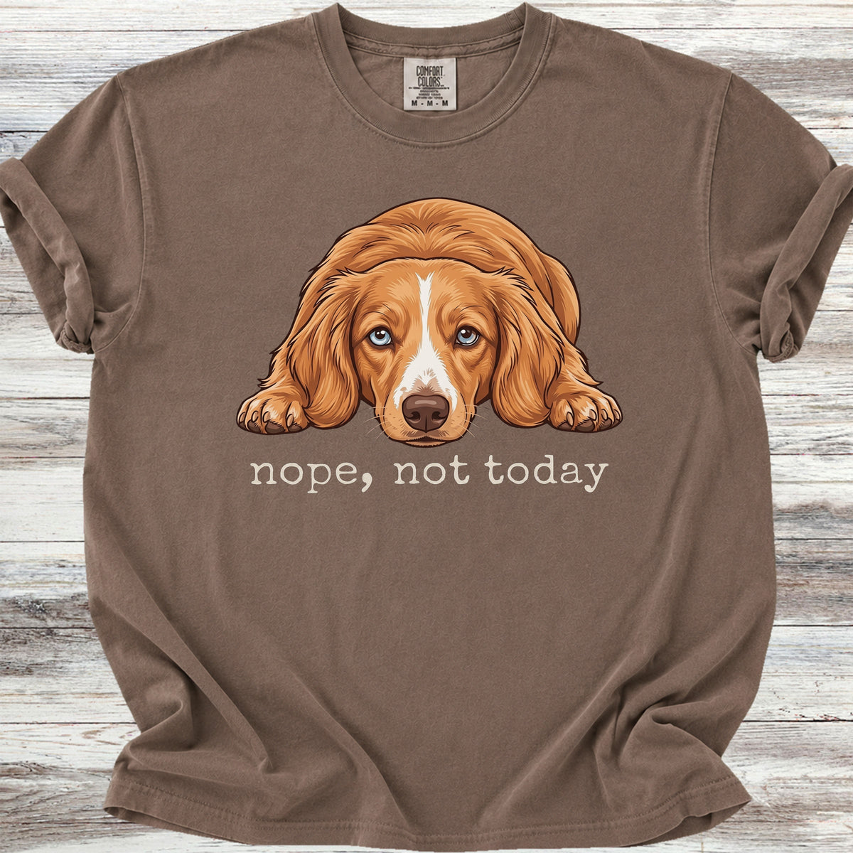 Dachshund Long Hair Red Piebald Nope - Espresso