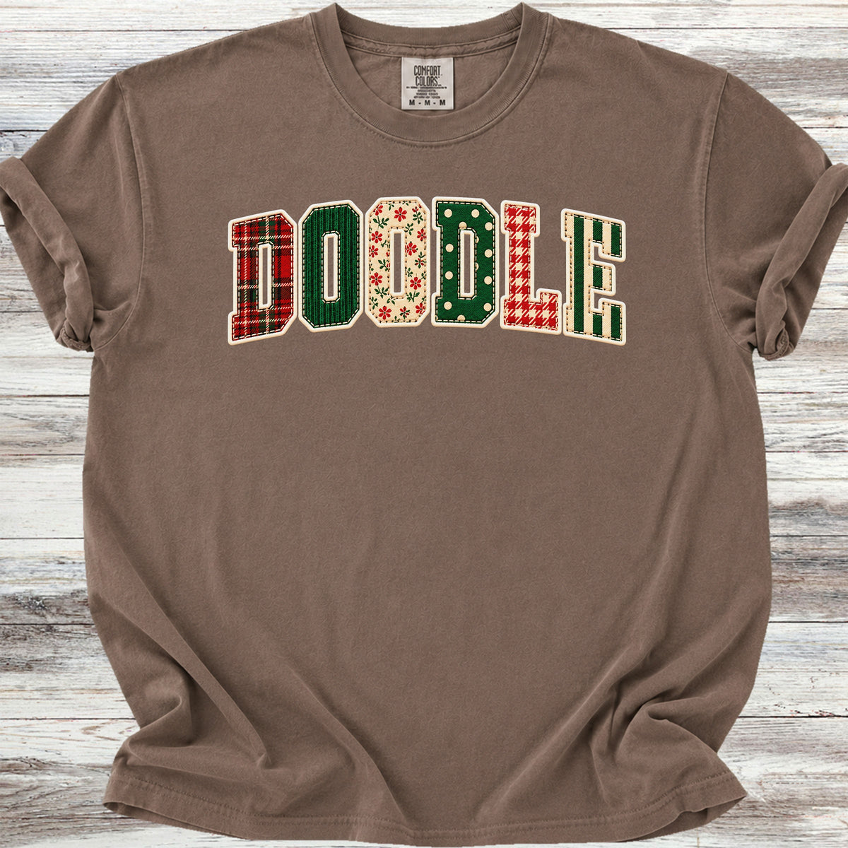 Doodle Holiday Faux Patchwork - Espresso