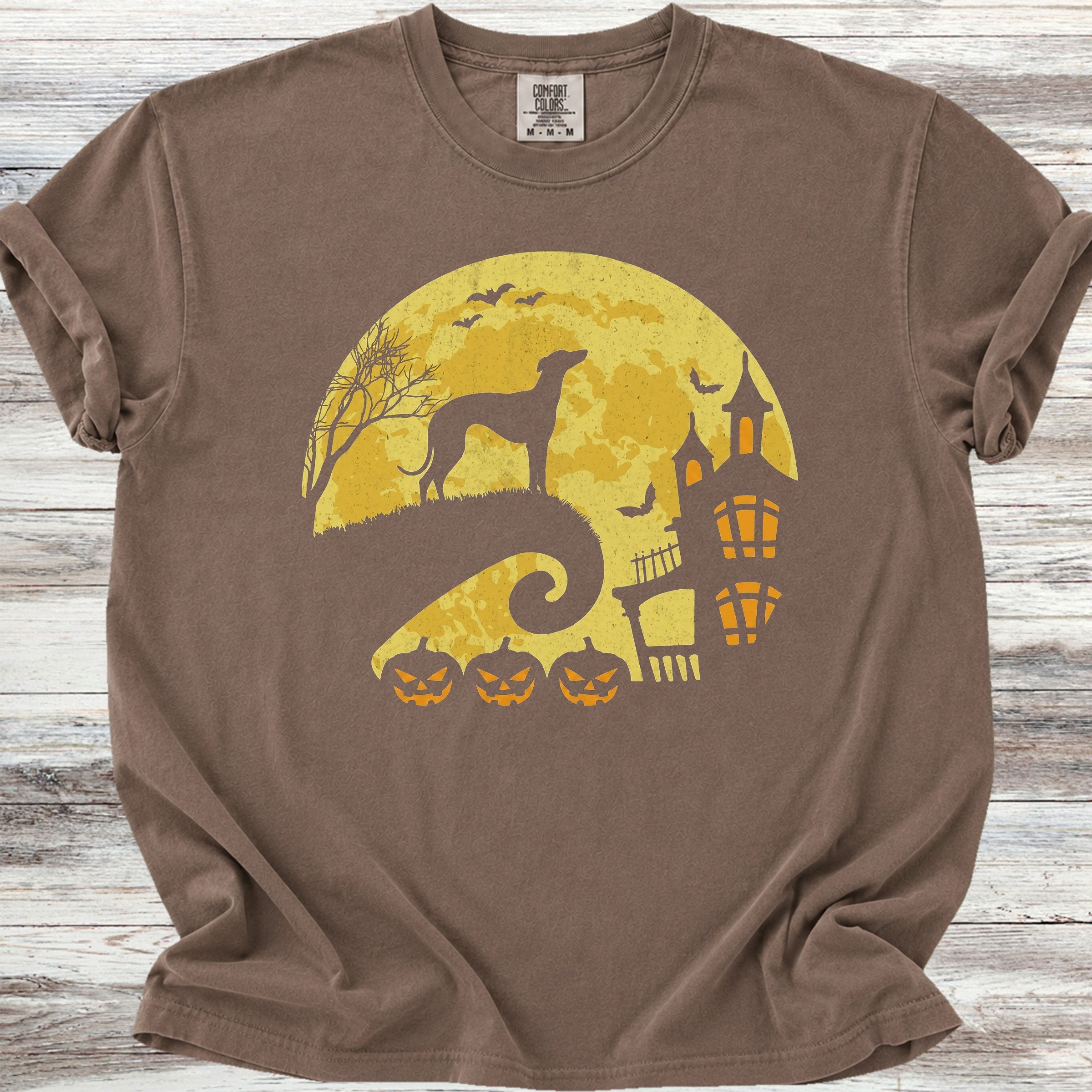 Greyhound Halloween Moon - Espresso