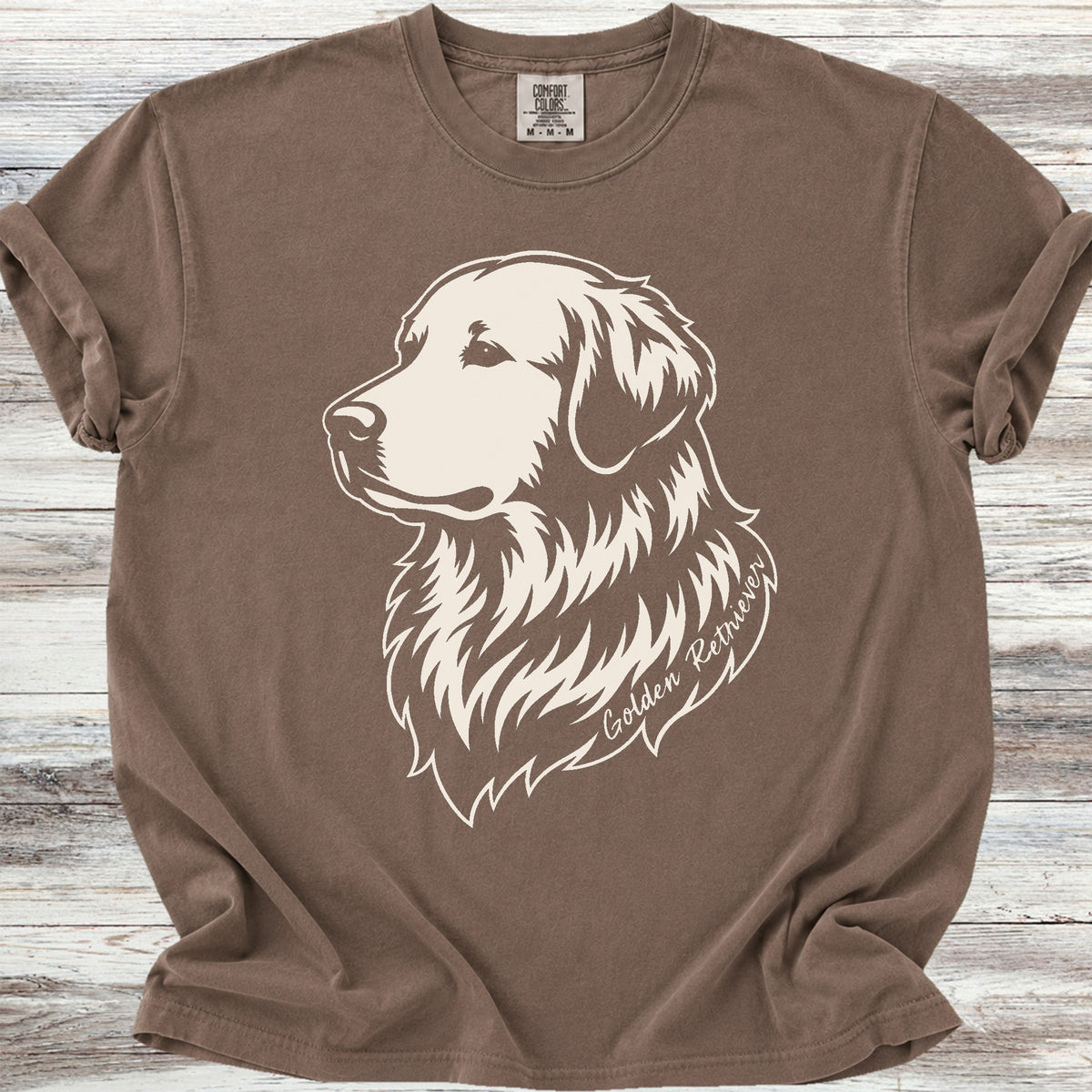 Golden Retriever Woodcut Portrait - Espresso