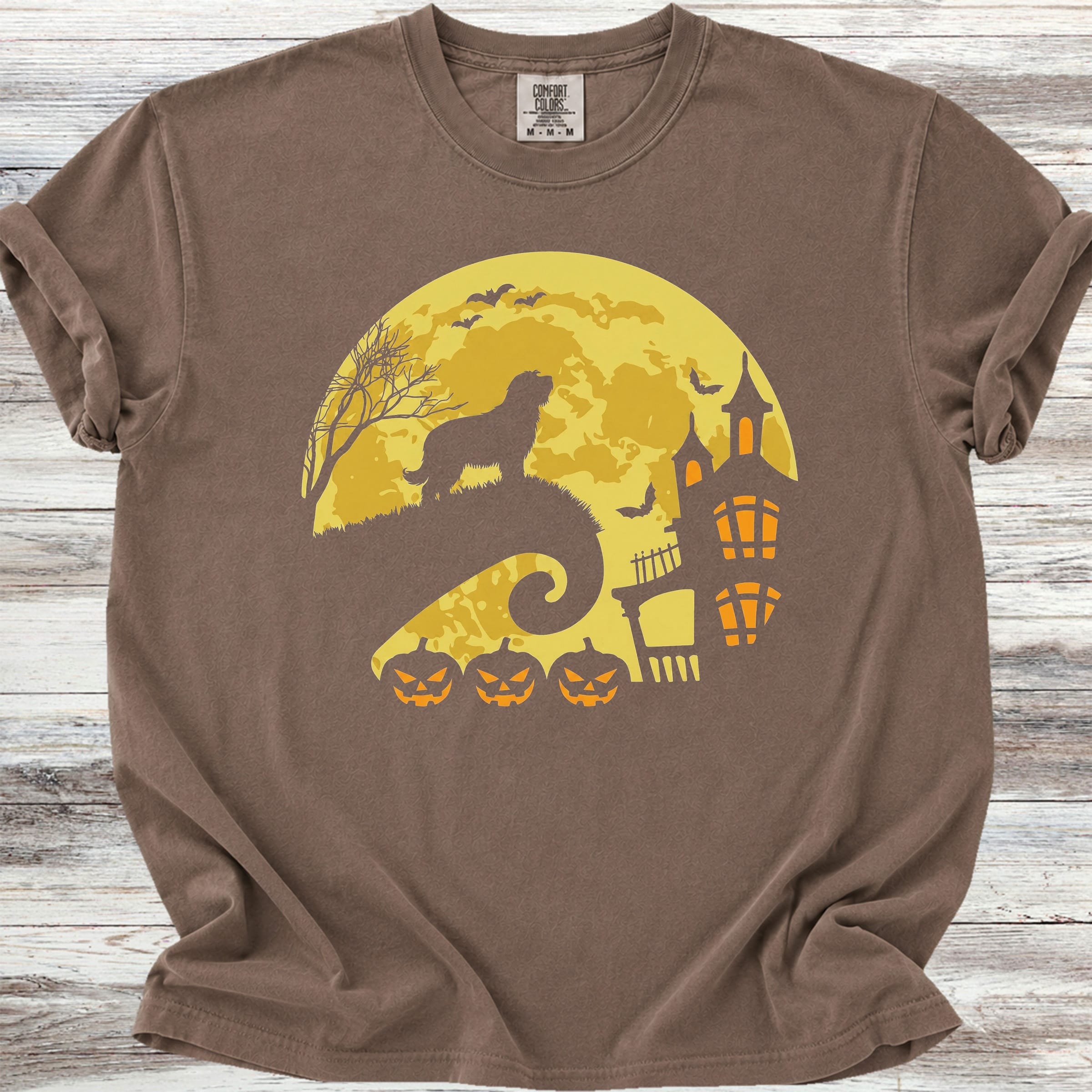 Bearded Collie Halloween Moon - Espresso