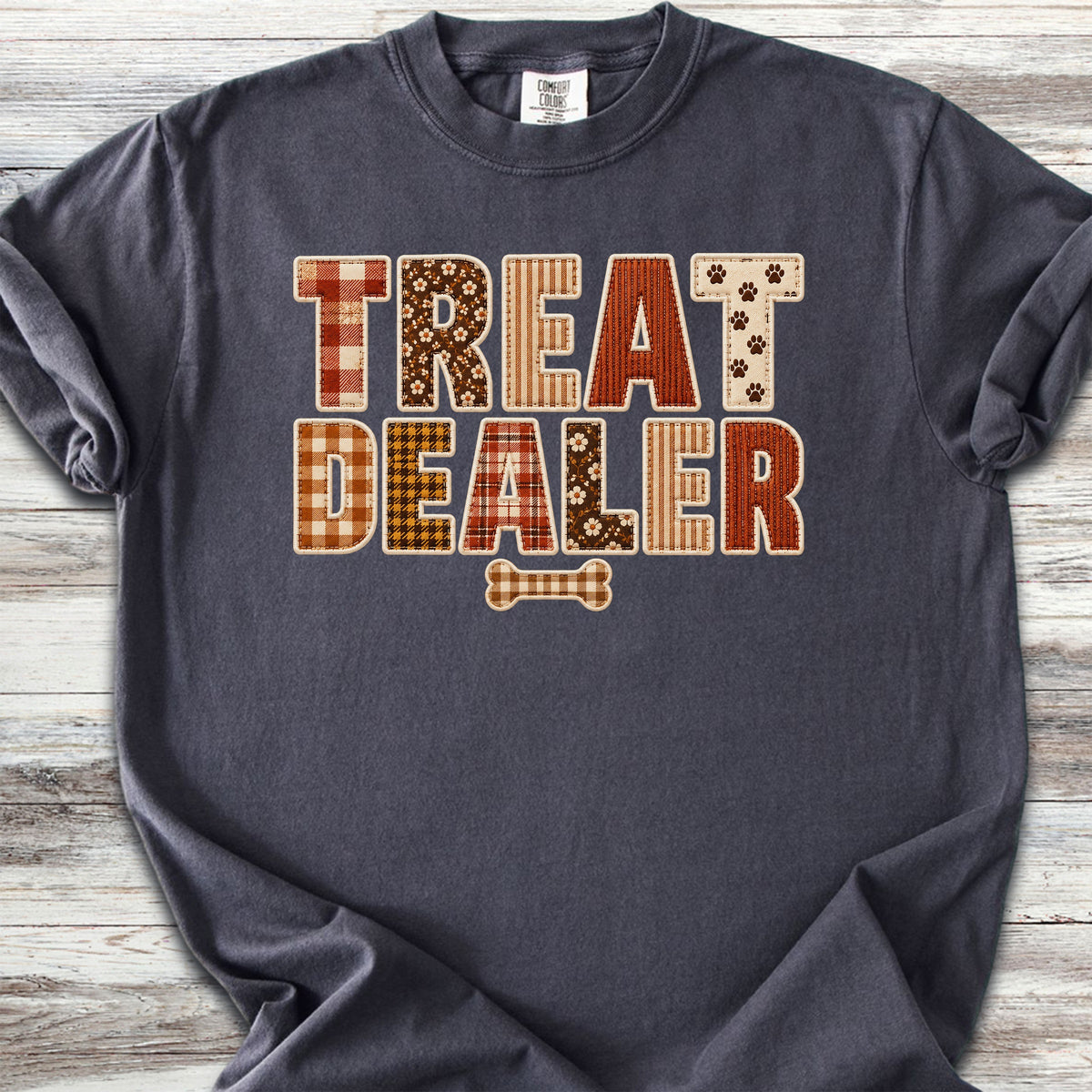 Treat Dealer Fall Faux Patchwork - Graphite