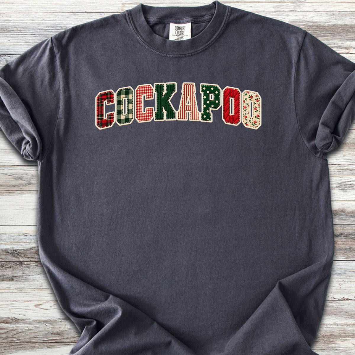 Cockapoo Holiday Faux Patchwork - Graphite