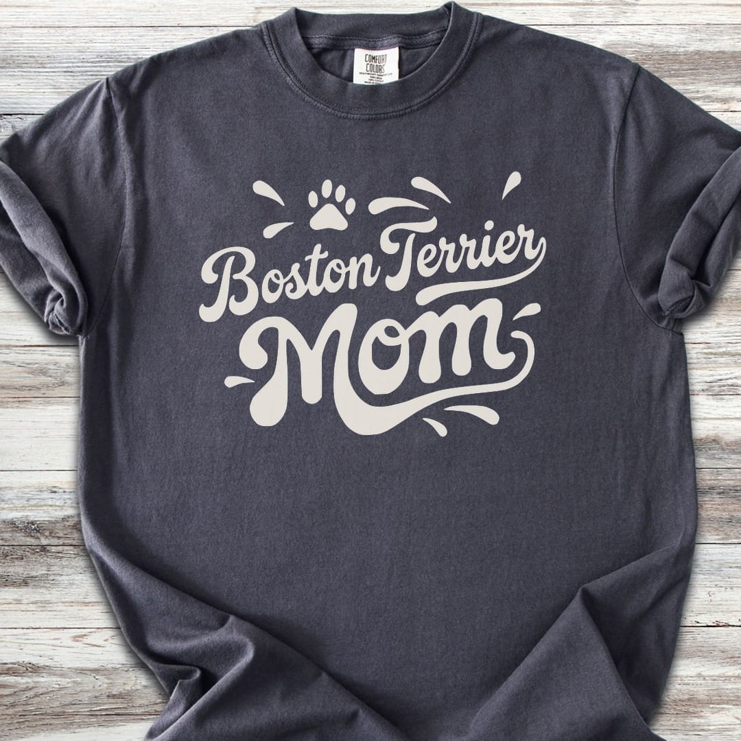 Boston Terrier Groovy Mom - Graphite