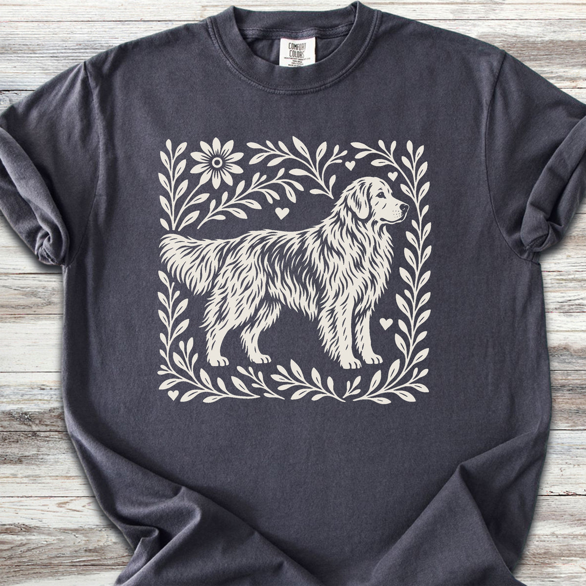Golden Retriever Linocut - Graphite