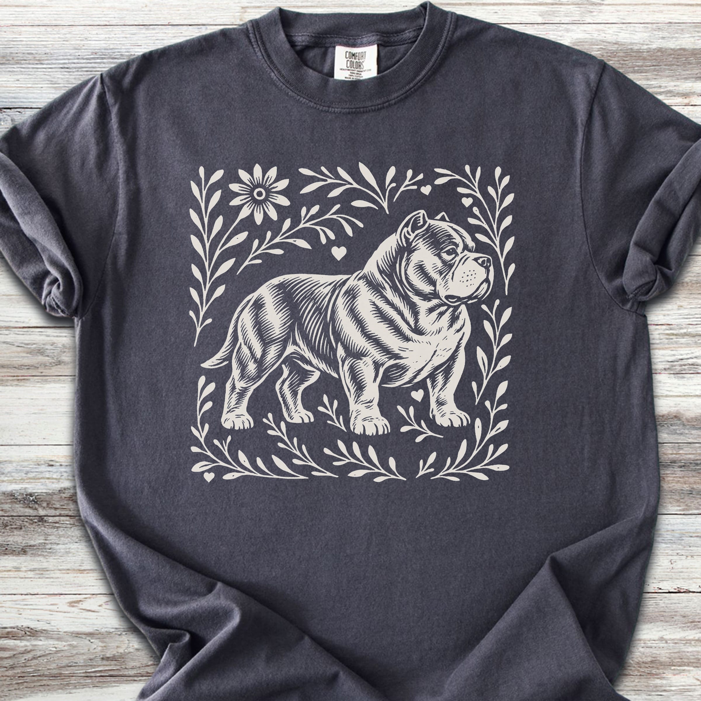 American Bully Linocut - Graphite