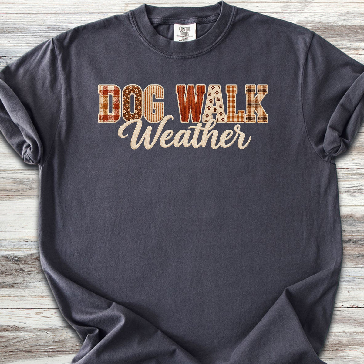 Dog Walk Weather Faux Patchwork - Graphite
