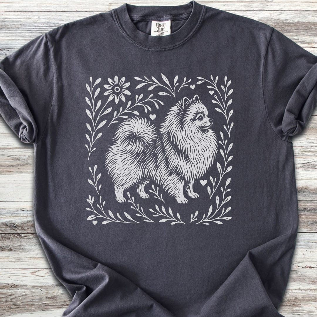 Pomeranian Linocut - Graphite