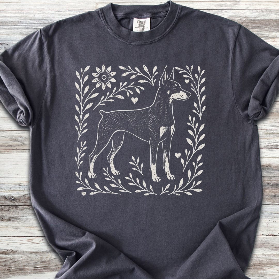 Doberman Linocut - Graphite