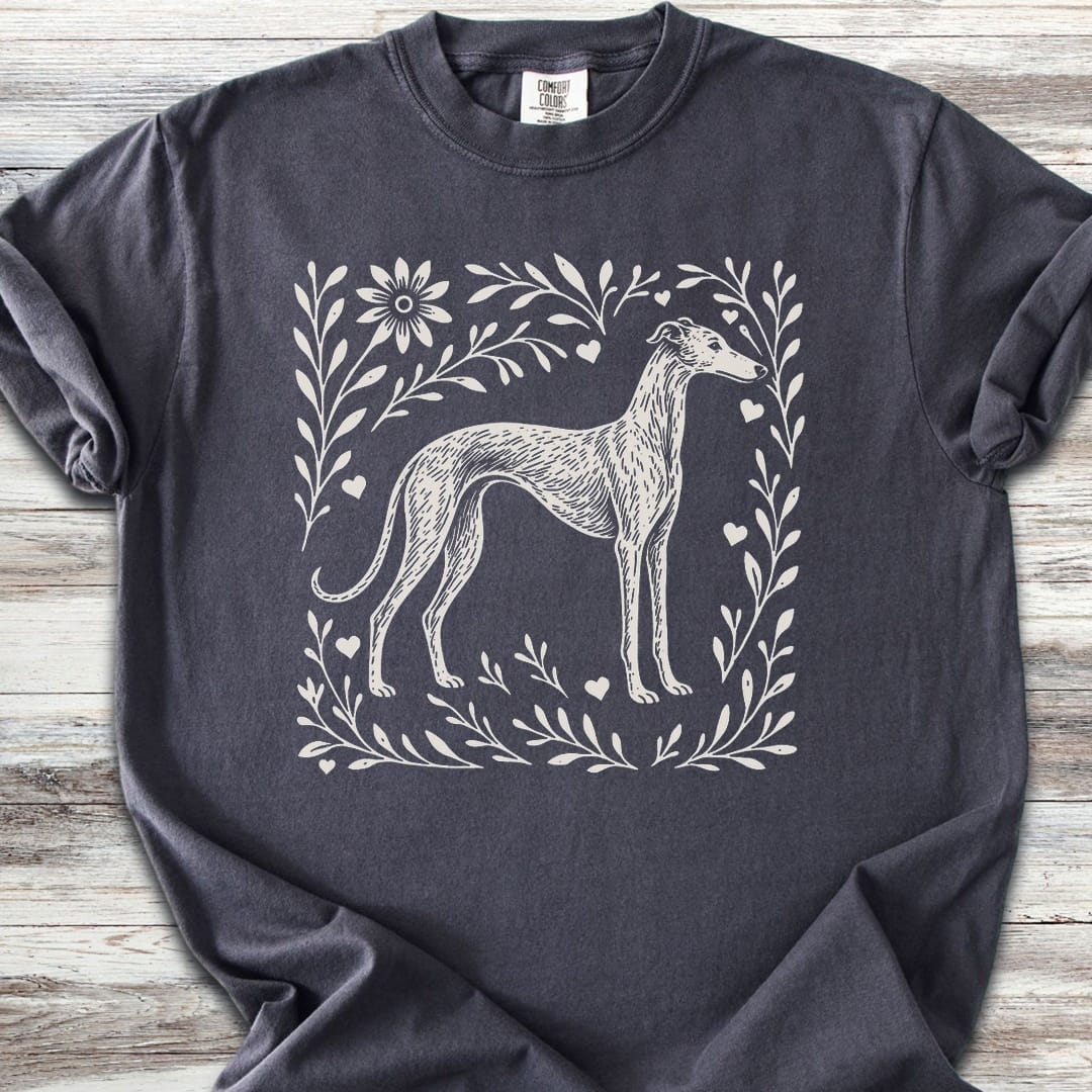 Greyhound Linocut - Graphite