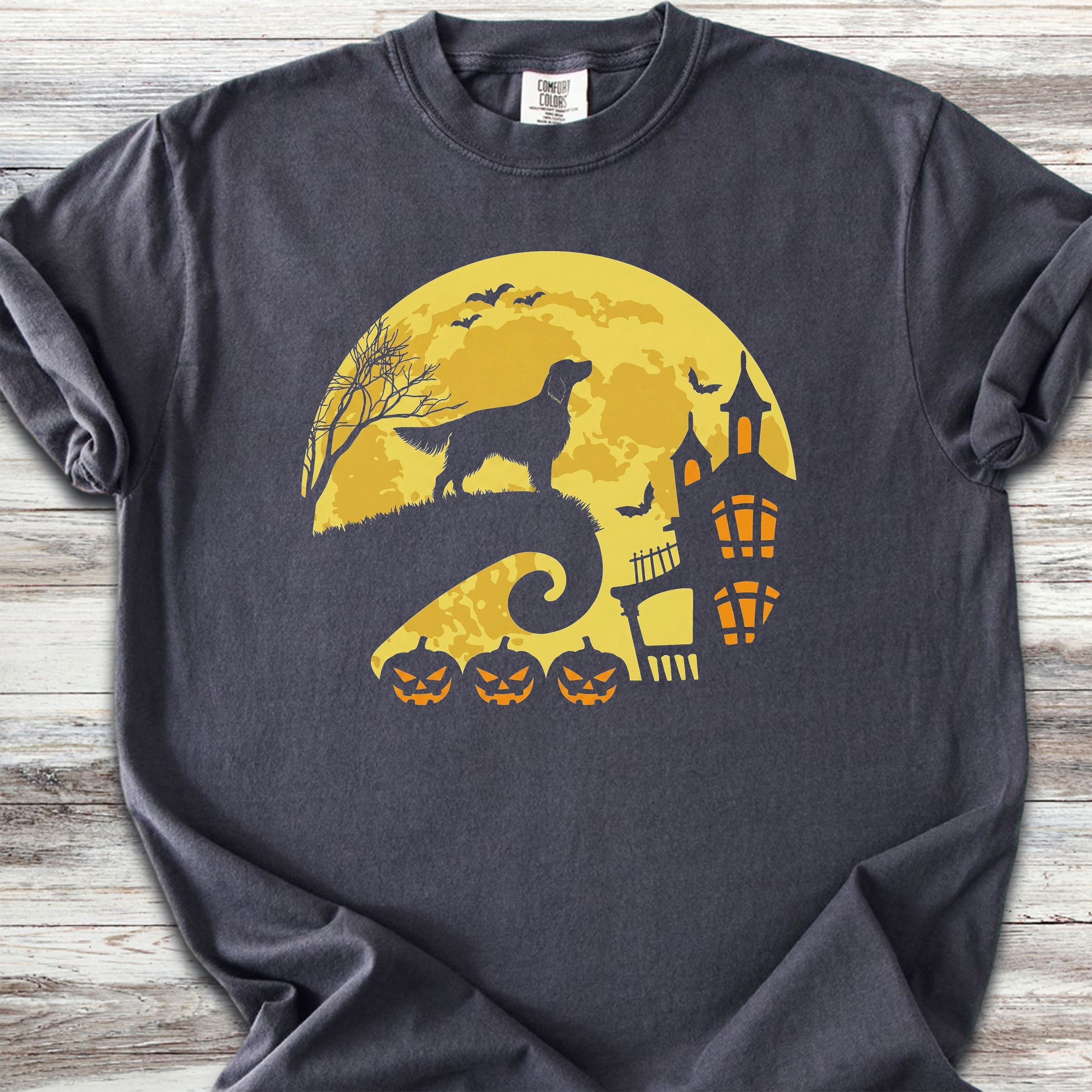 English Setter Halloween Moon - Graphite