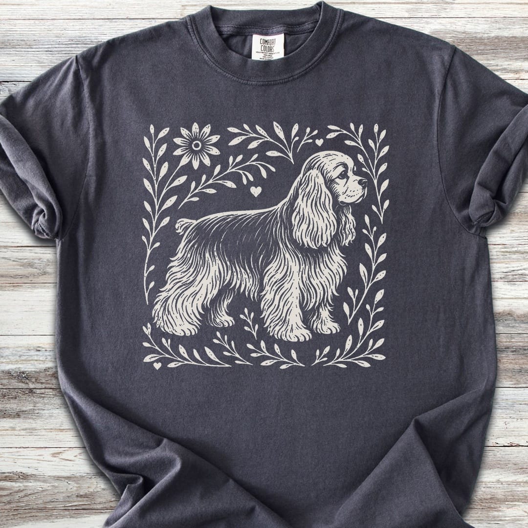 Cocker Spaniel Linocut - Graphite