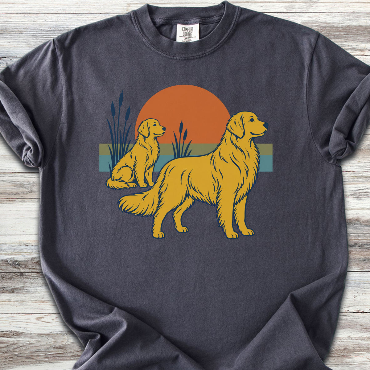 Golden Retriever Retro Sun - Graphite