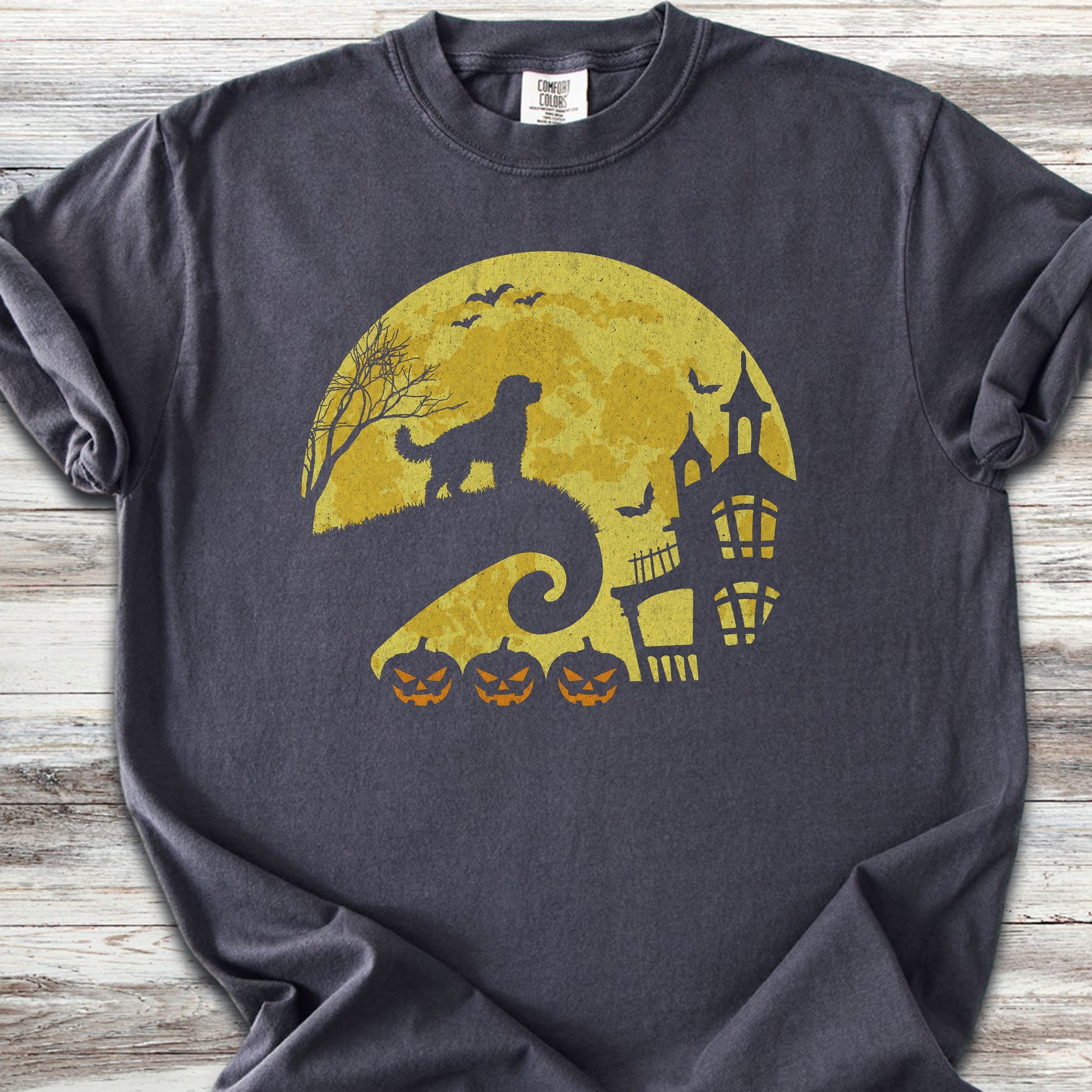 Aussiedoodle Halloween Moon - Graphite