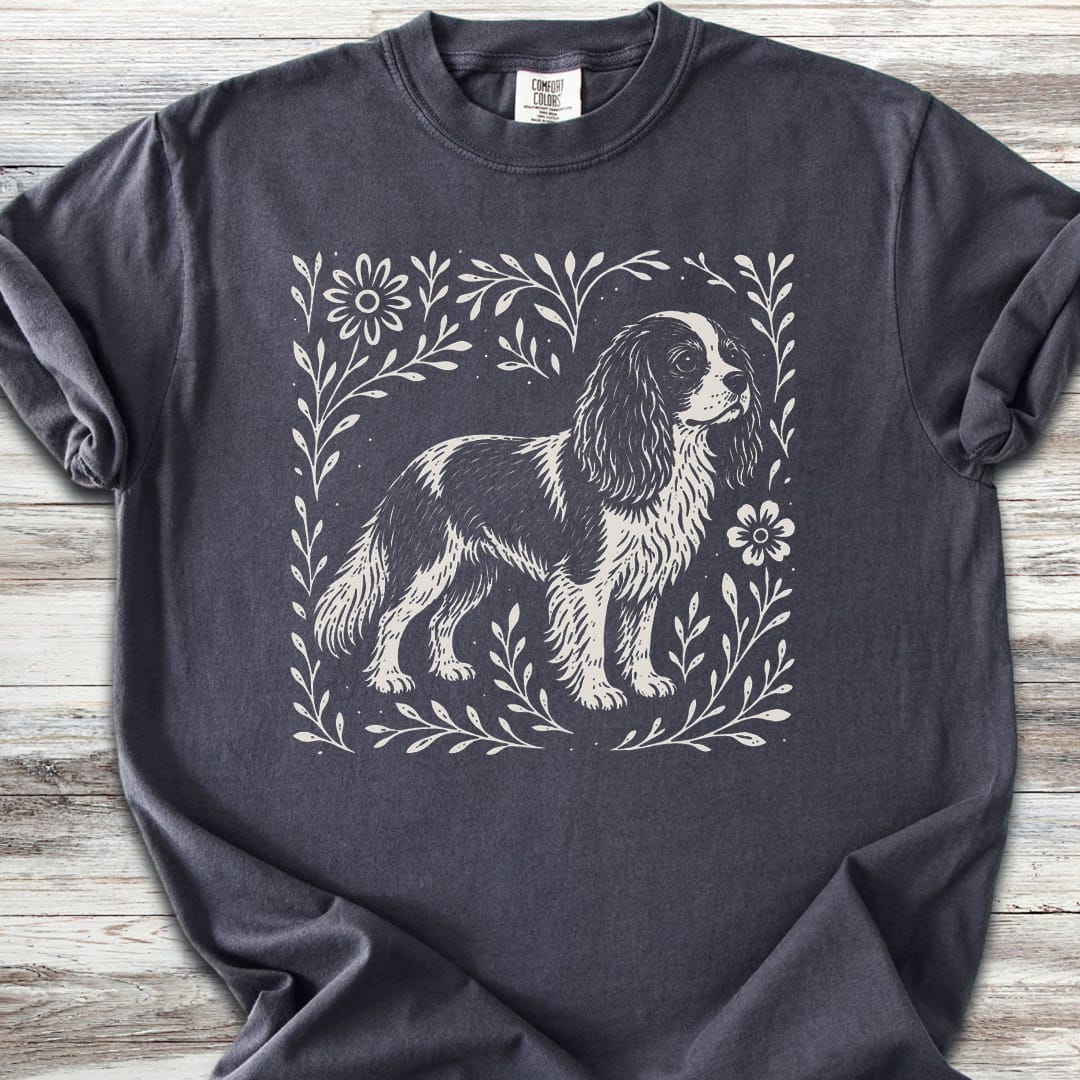 Cavalier King Charles Linocut - Graphite