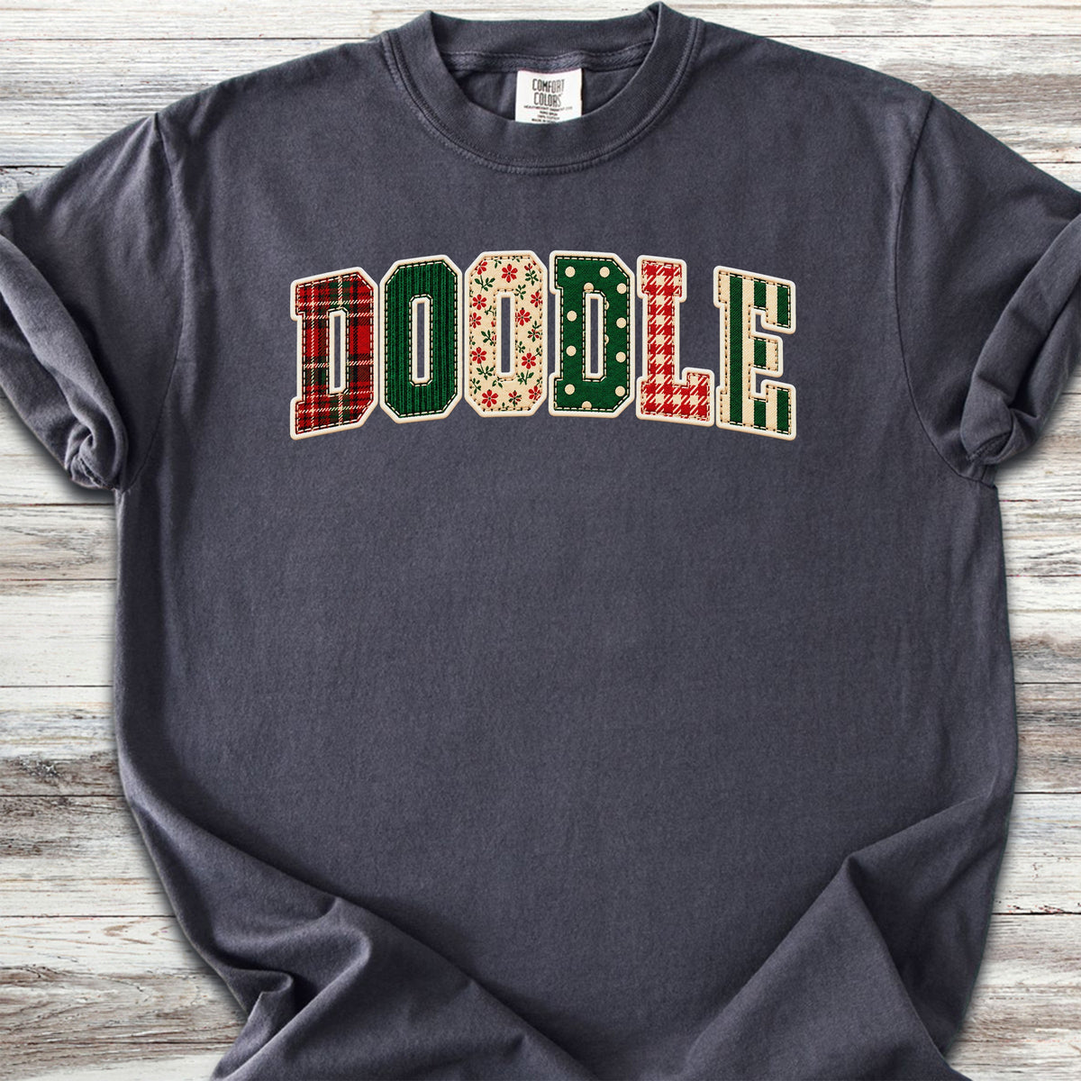 Doodle Holiday Faux Patchwork - Graphite