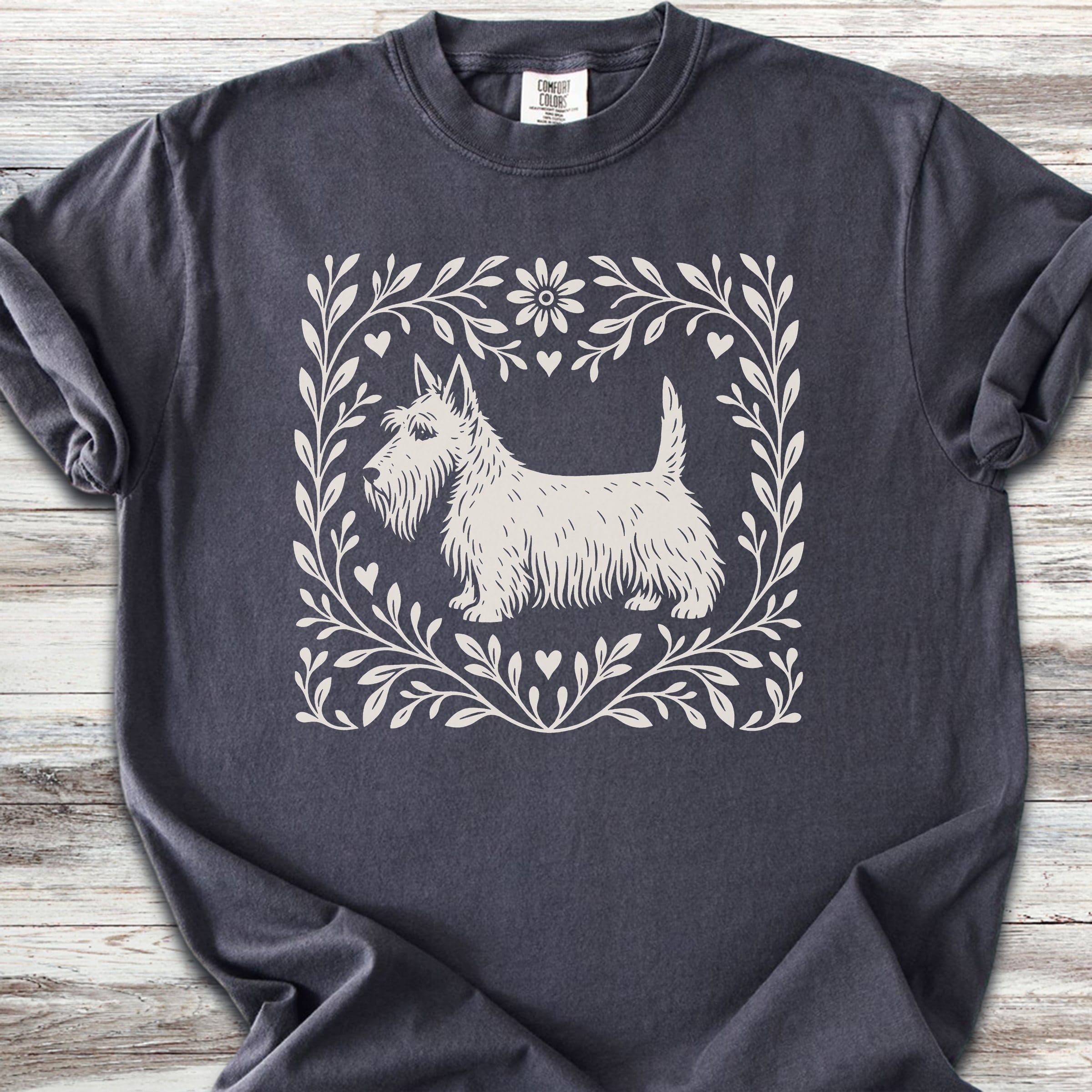 Scottish Terrier Linocut - Graphite