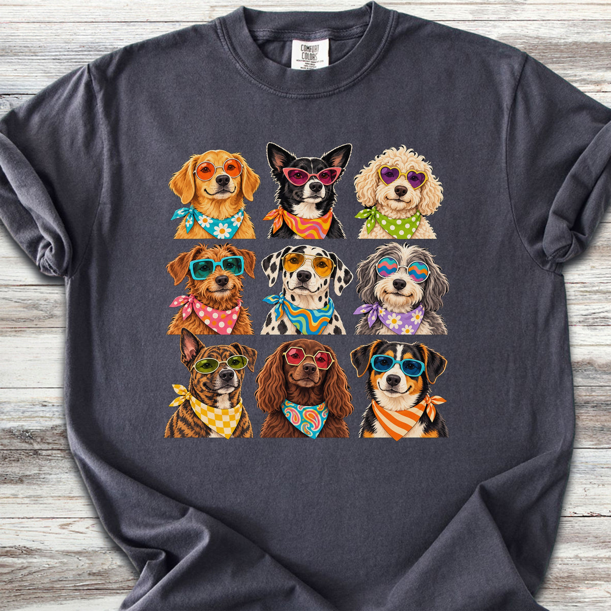 Groovy Dogs Grid - Graphite