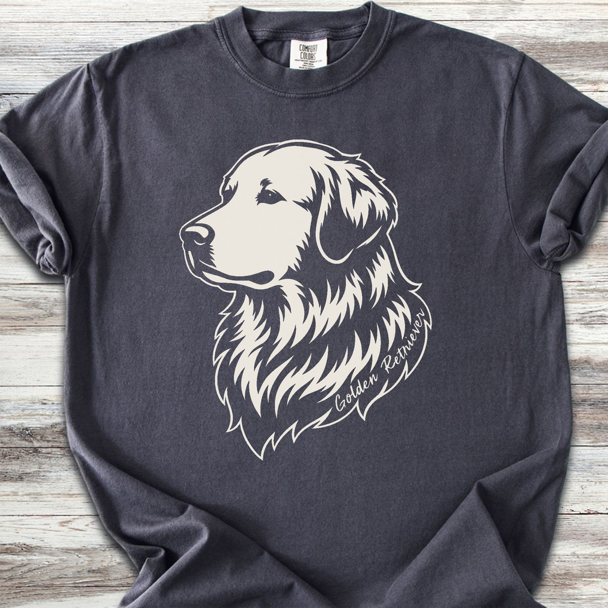 Golden Retriever Woodcut Portrait - Graphite