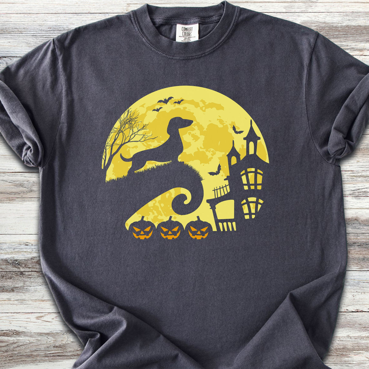 Dachshund Halloween Moon - Graphite