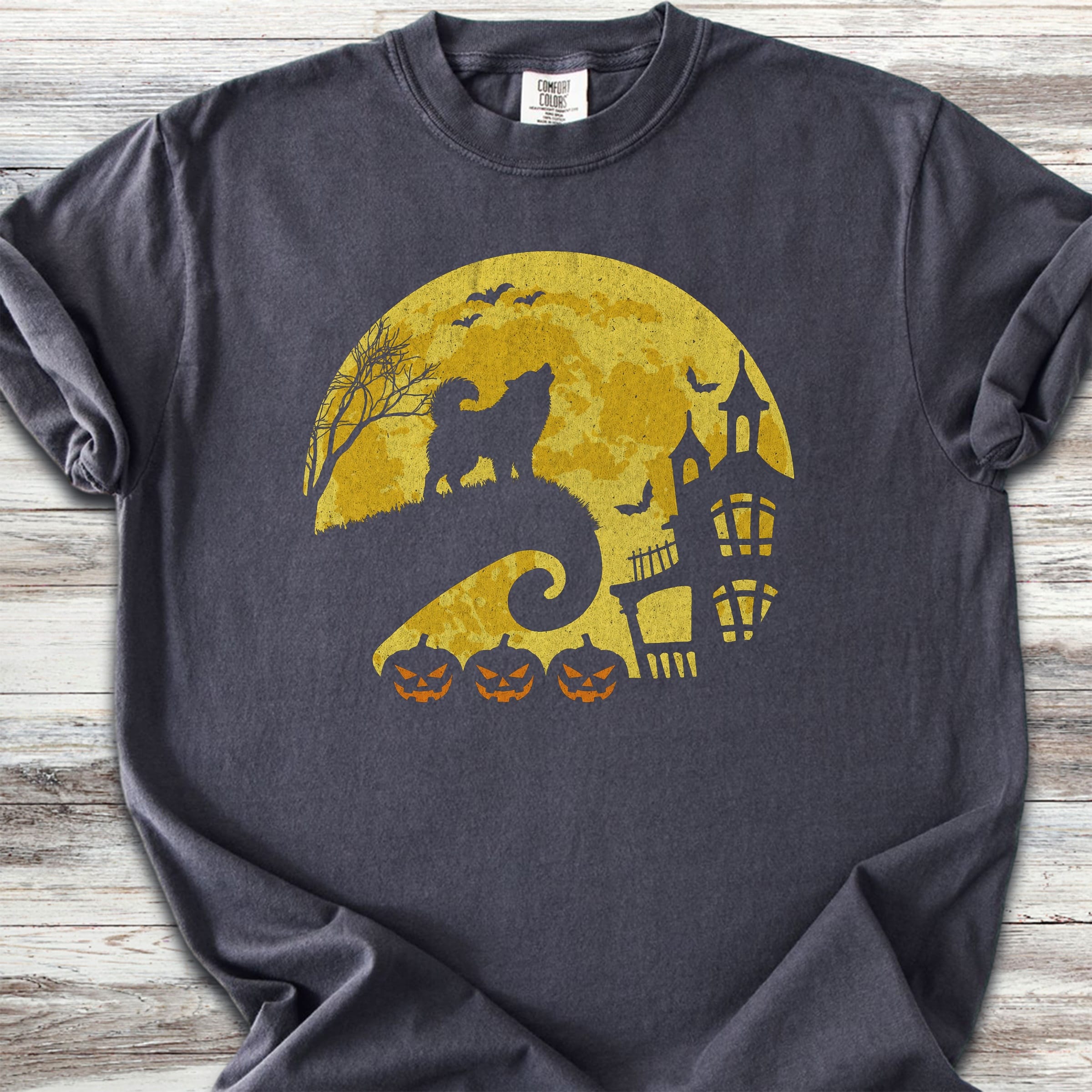 Alaskan Malamute Halloween Moon - Graphite