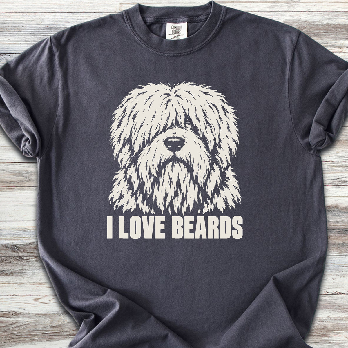 Old English Sheepdog I Love Beards - Graphite