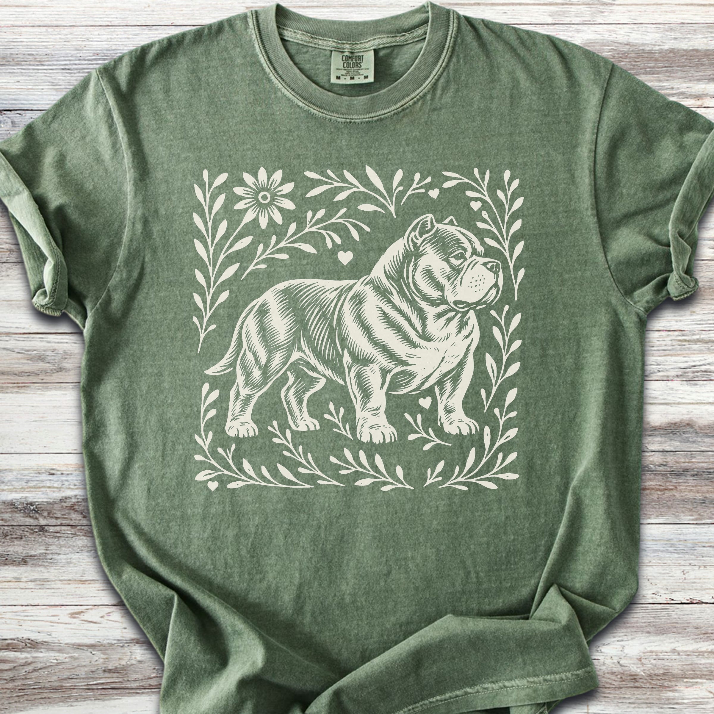 American Bully Linocut - Moss
