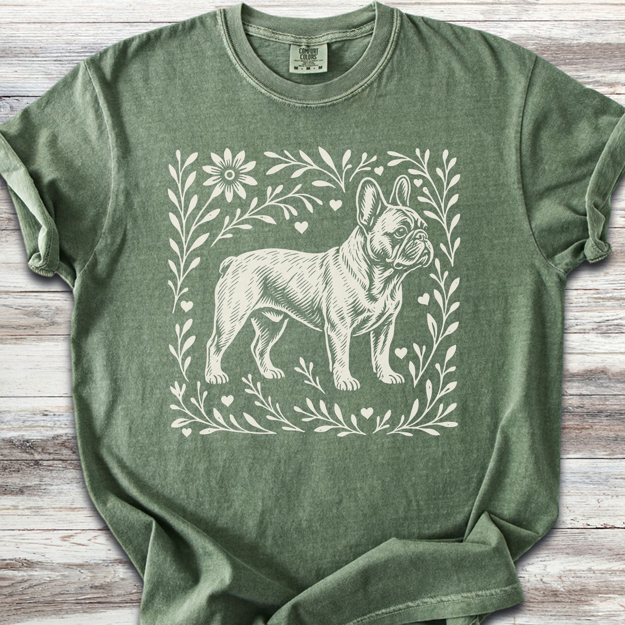 French Bulldog Linocut - Moss