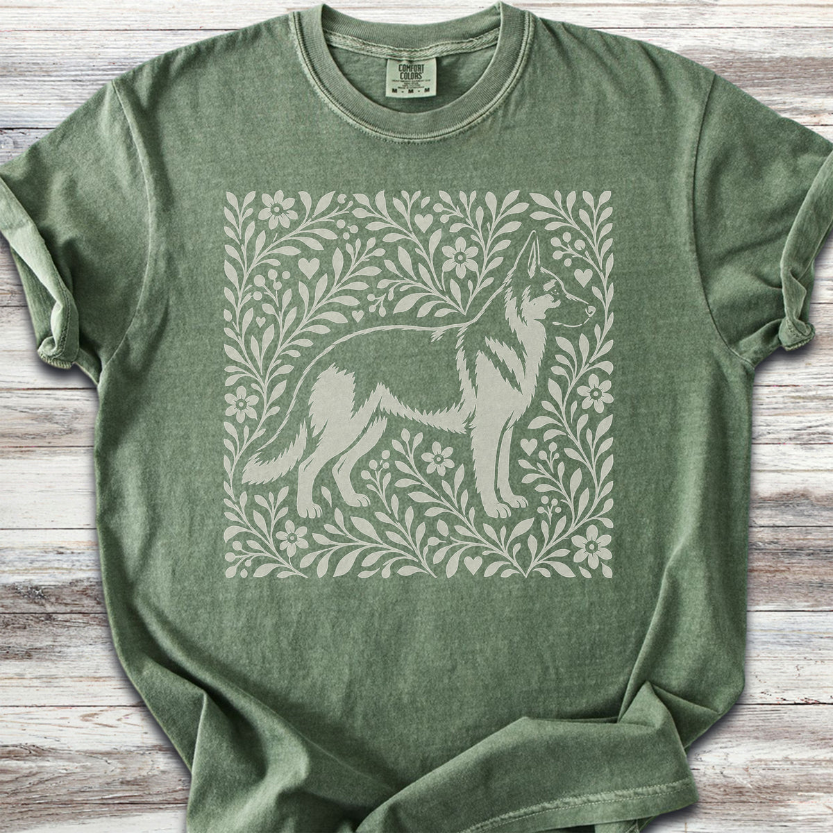 German Shepherd Linocut - Moss
