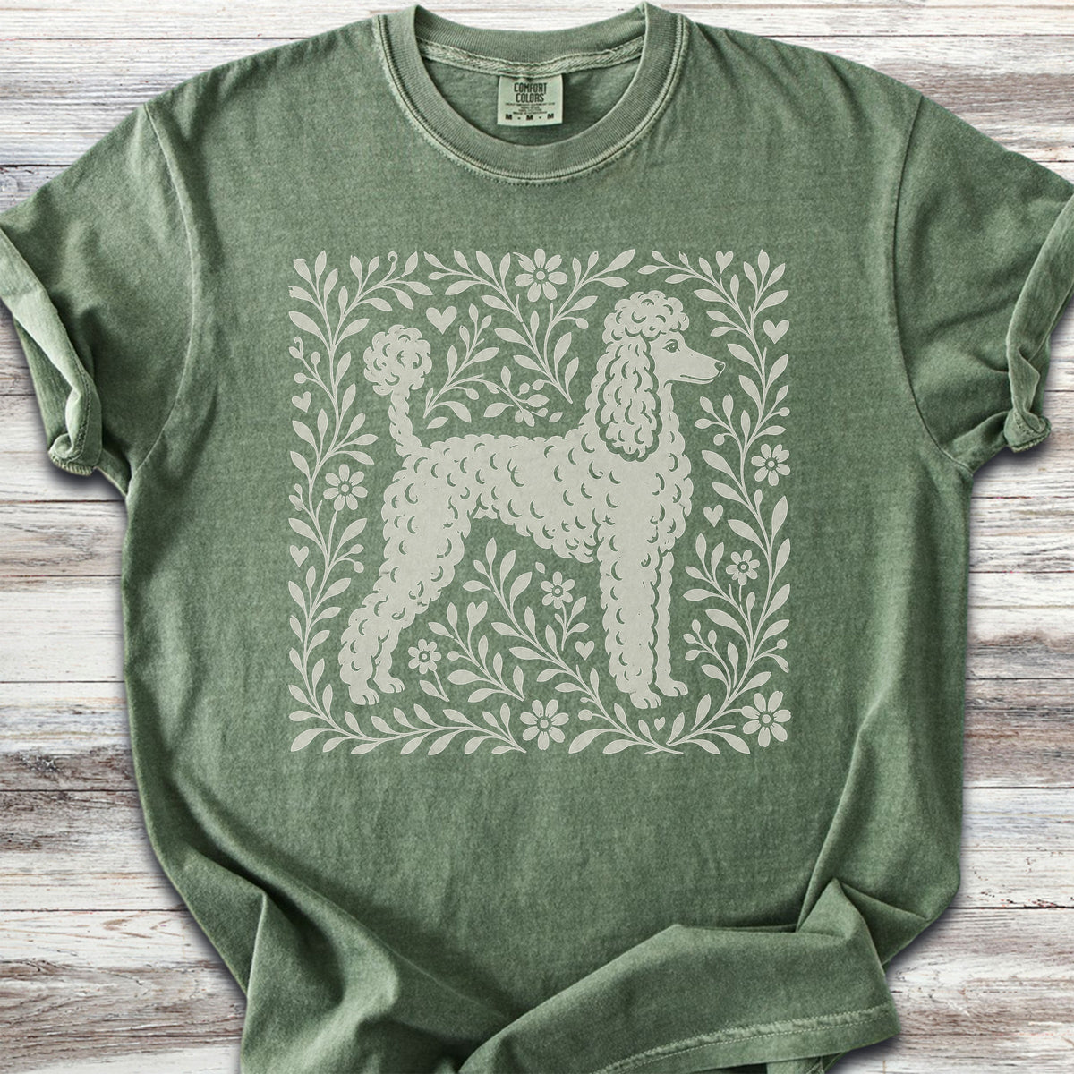 Poodle Light Linocut - Moss
