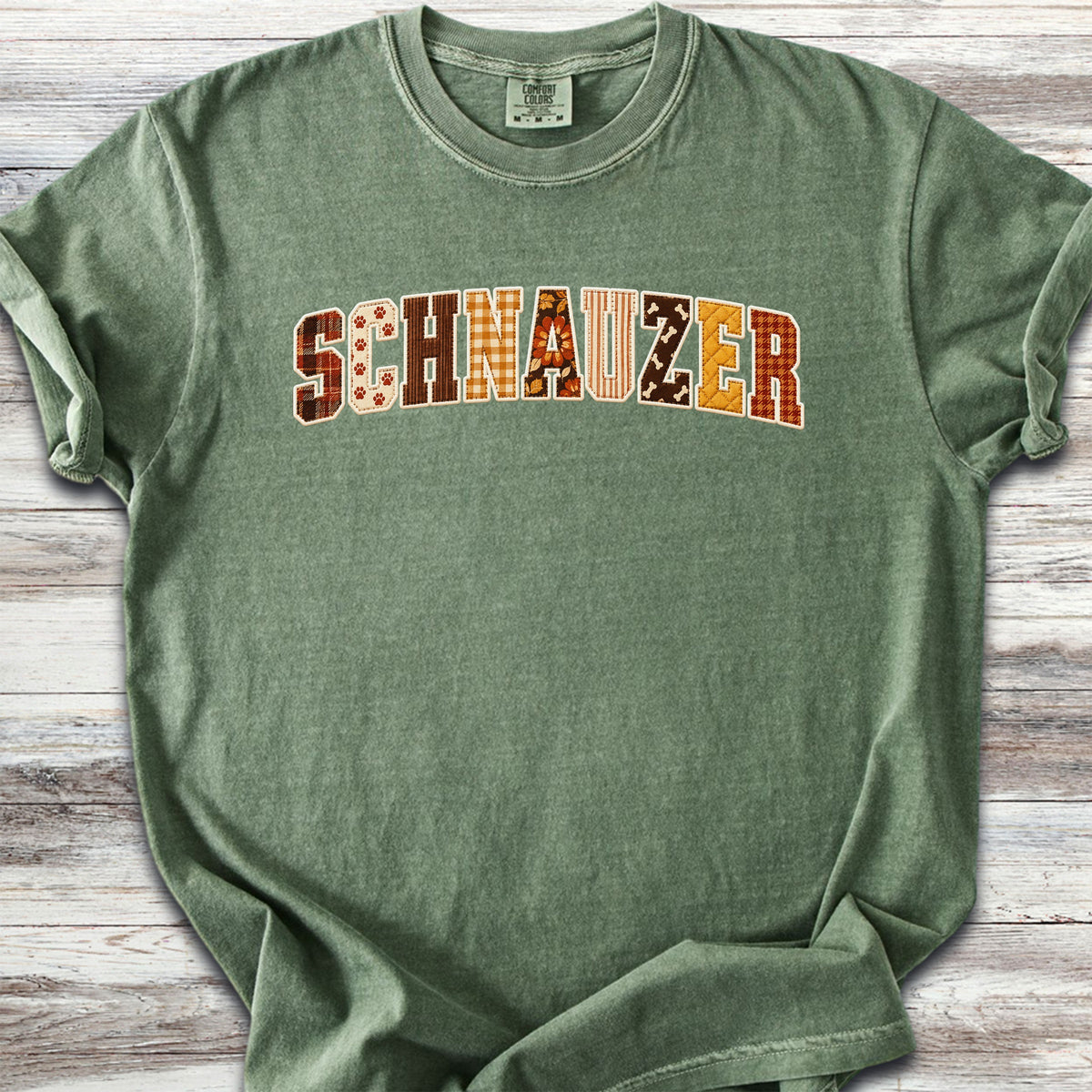 Schnauzer Fall Faux Patchwork - Moss
