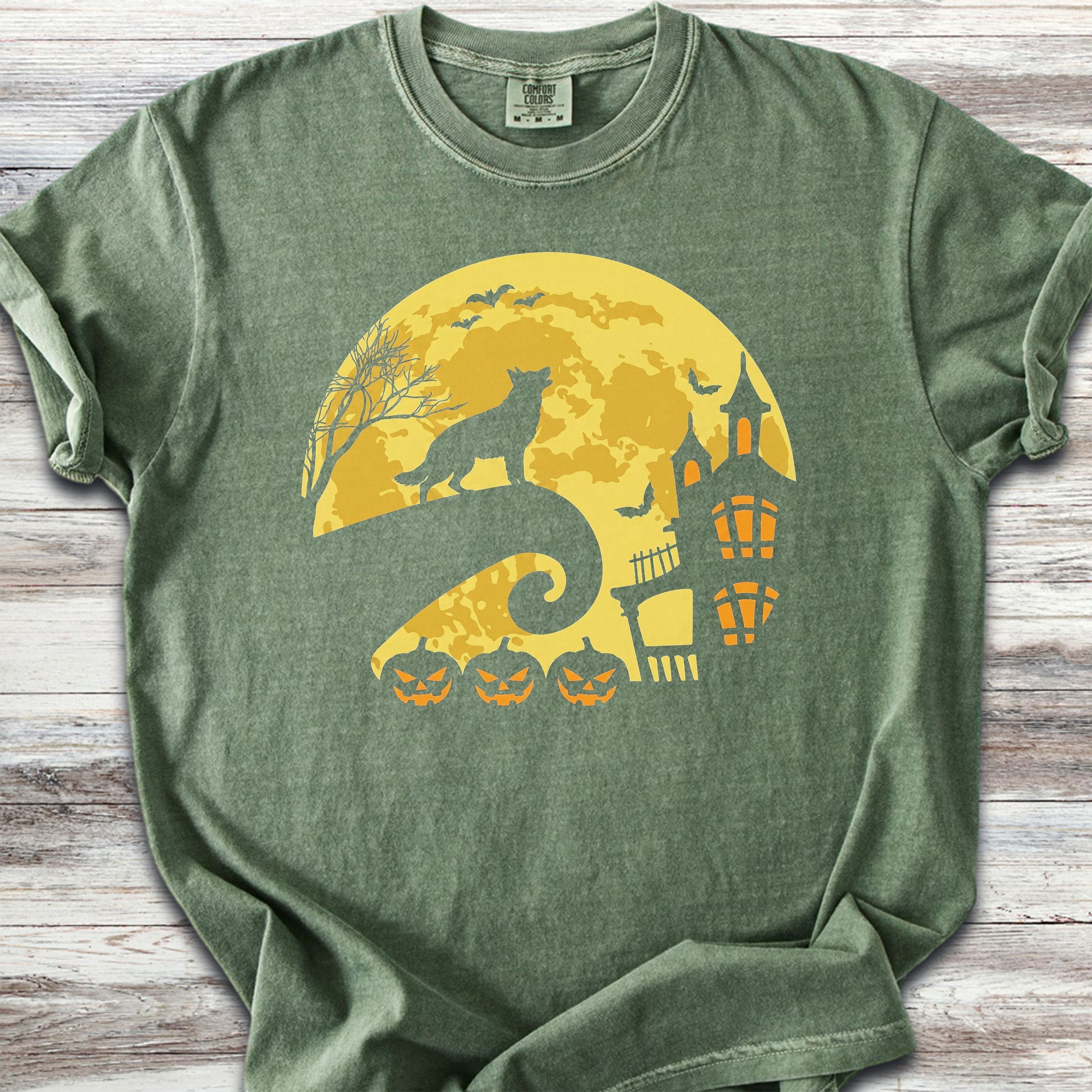 German Shepherd Halloween Moon - Moss