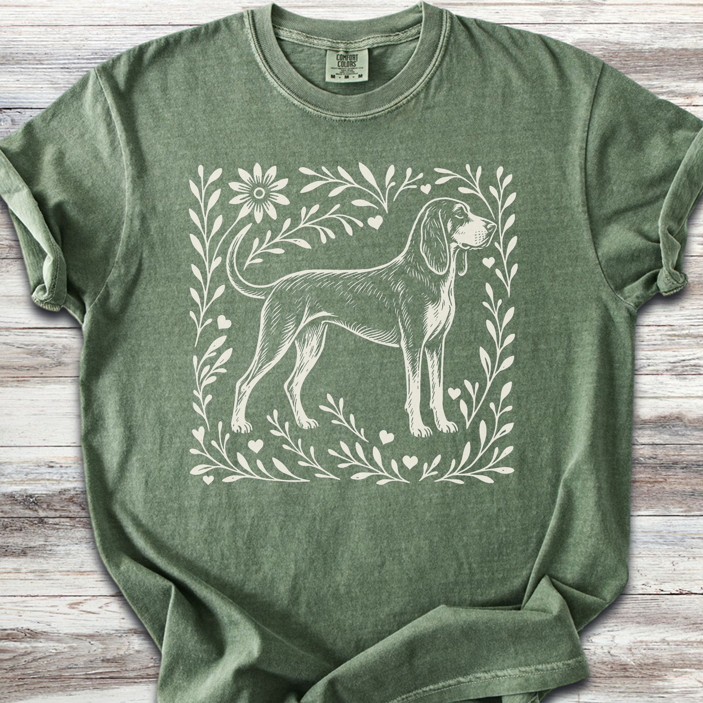 Coonhound Linocut - Moss