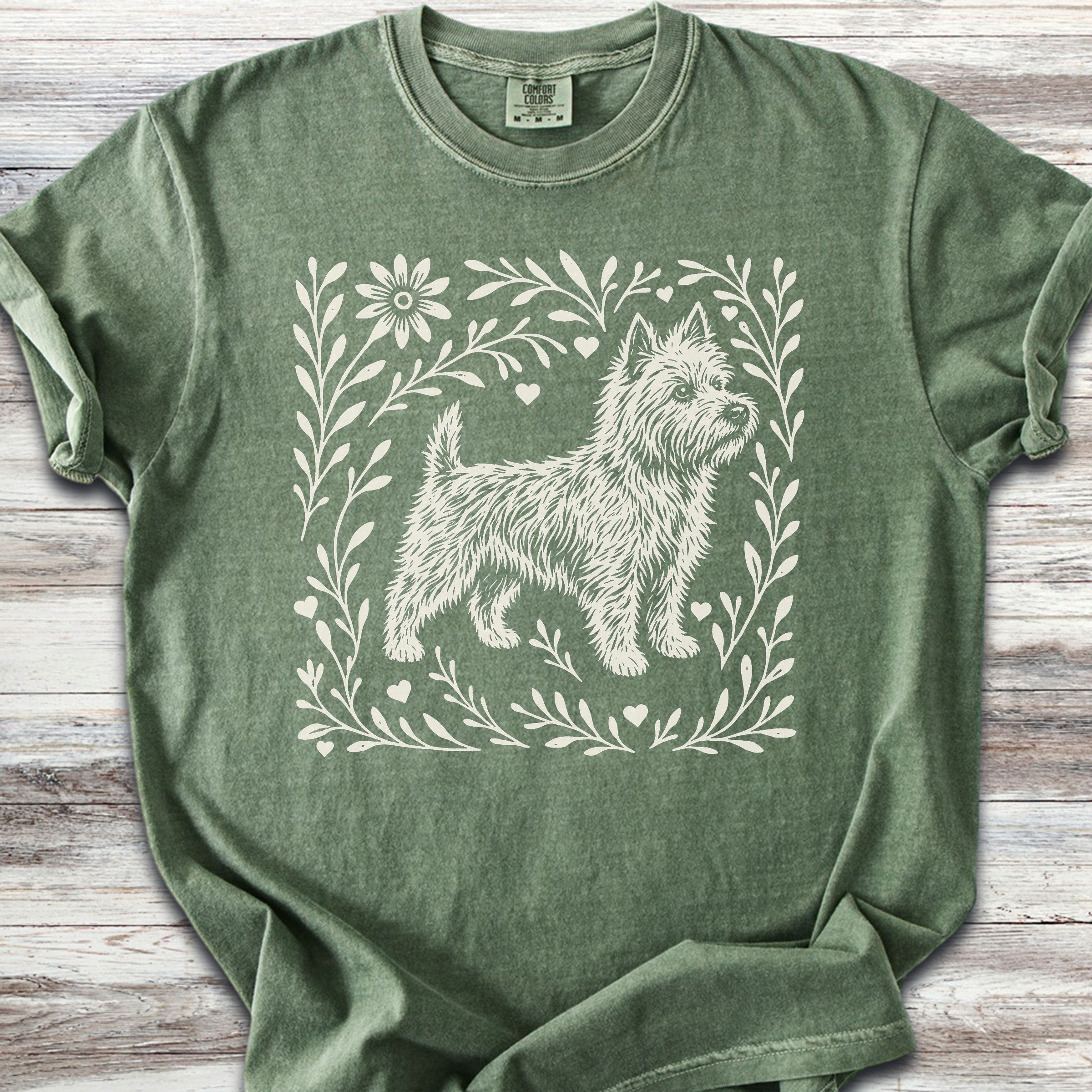 Cairn Terrier Linocut - Moss