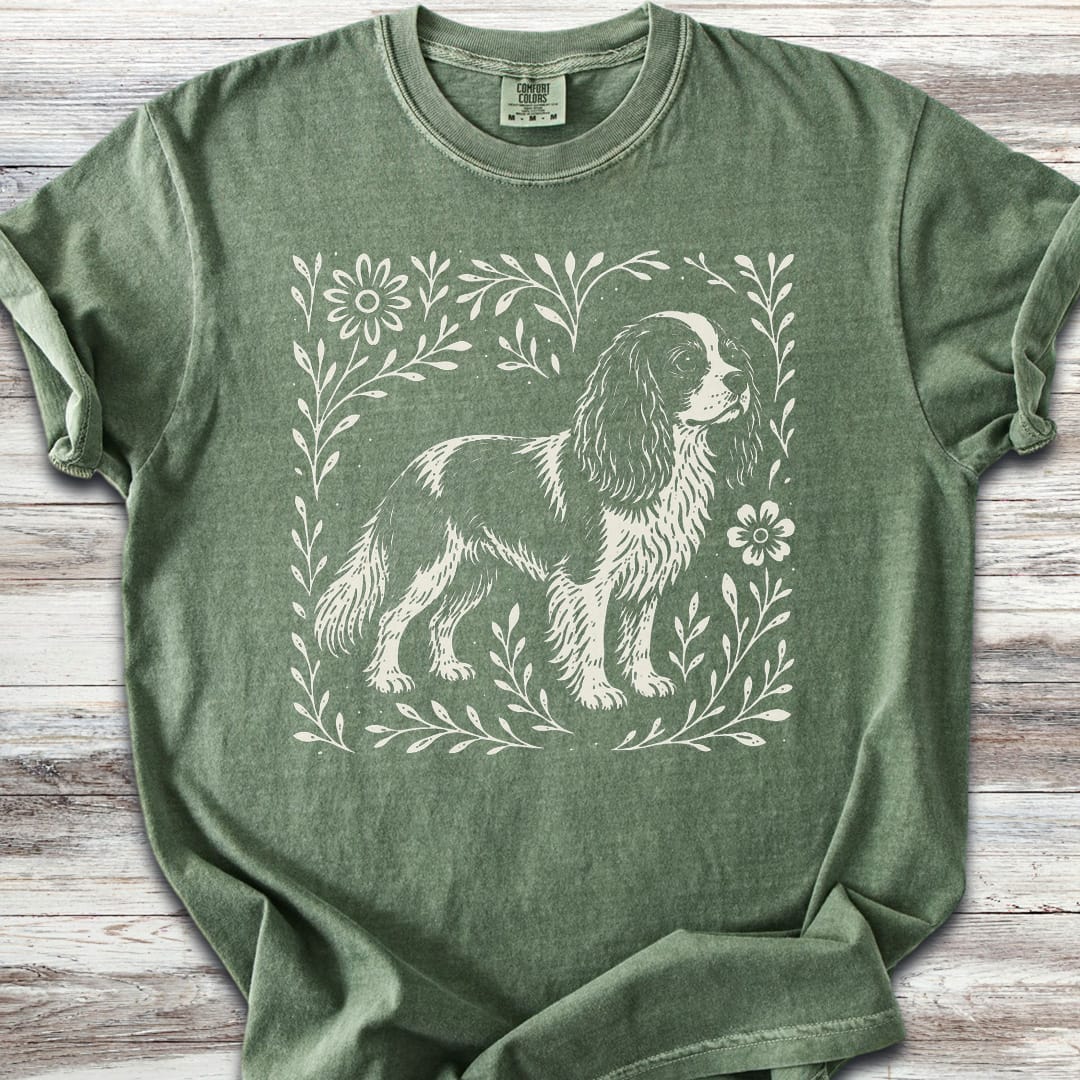 Cavalier King Charles Linocut - Moss
