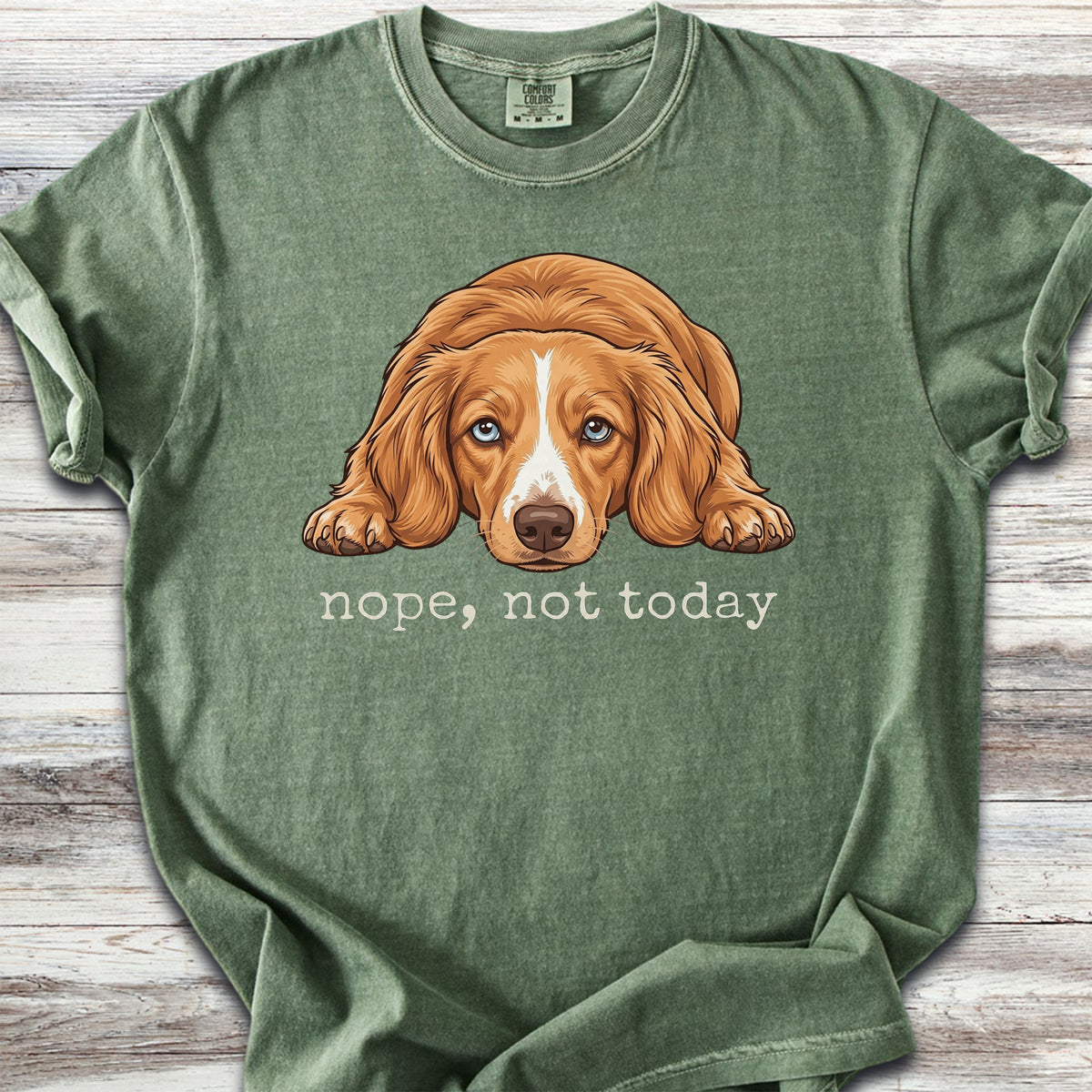 Dachshund Long Hair Red Piebald Nope - Moss