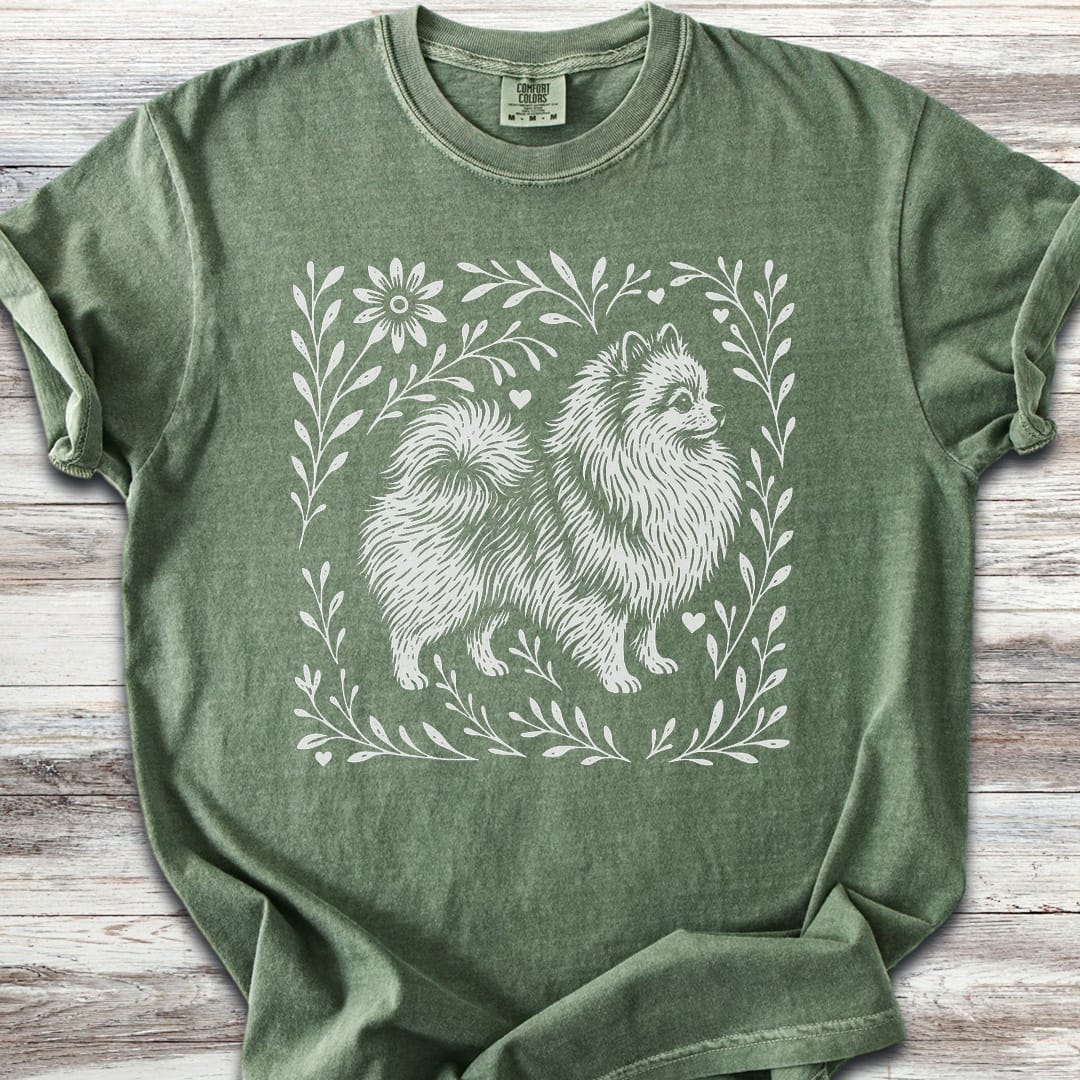 Pomeranian Linocut - Moss