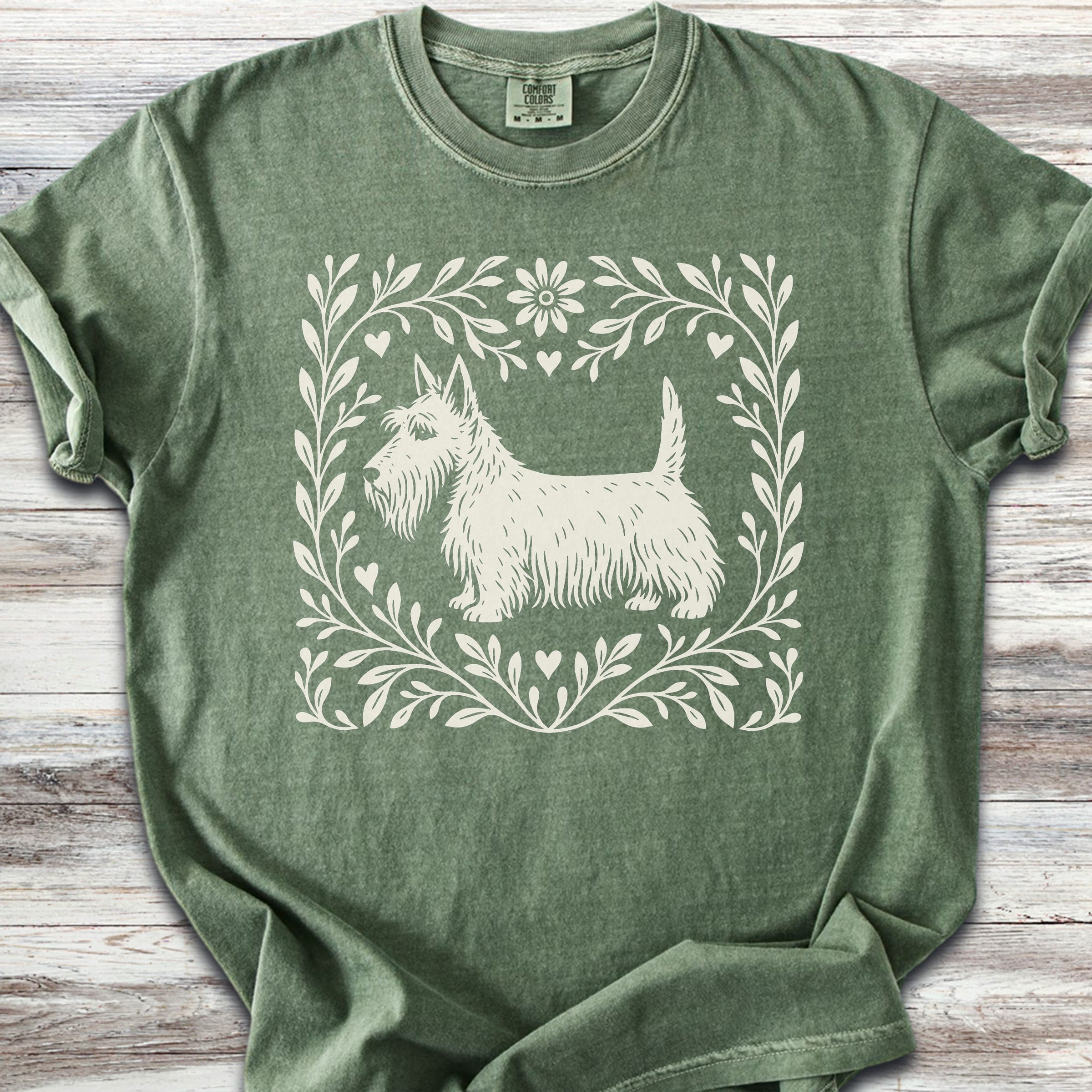 Scottish Terrier Linocut - Moss