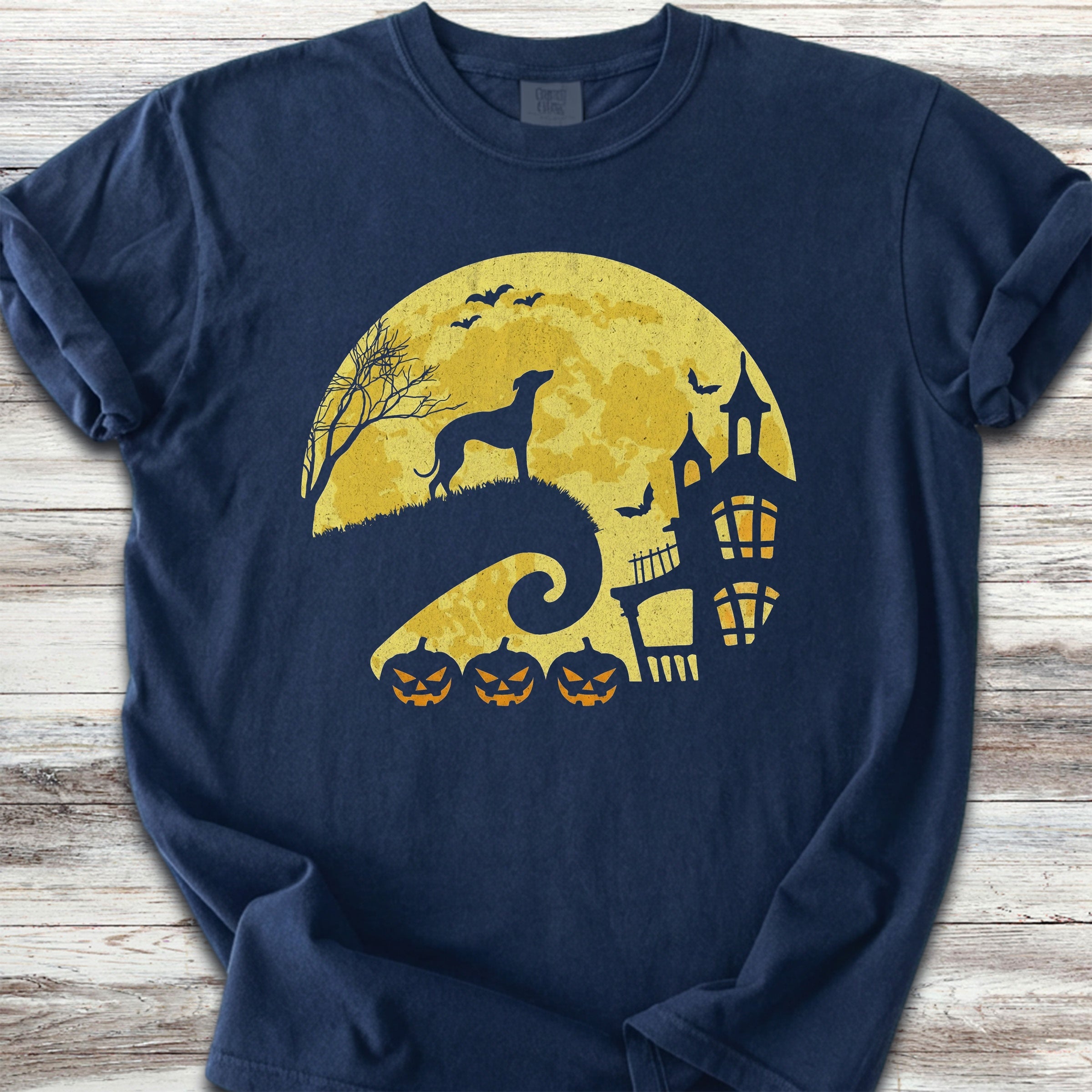 Whippet Halloween Moon - Navy