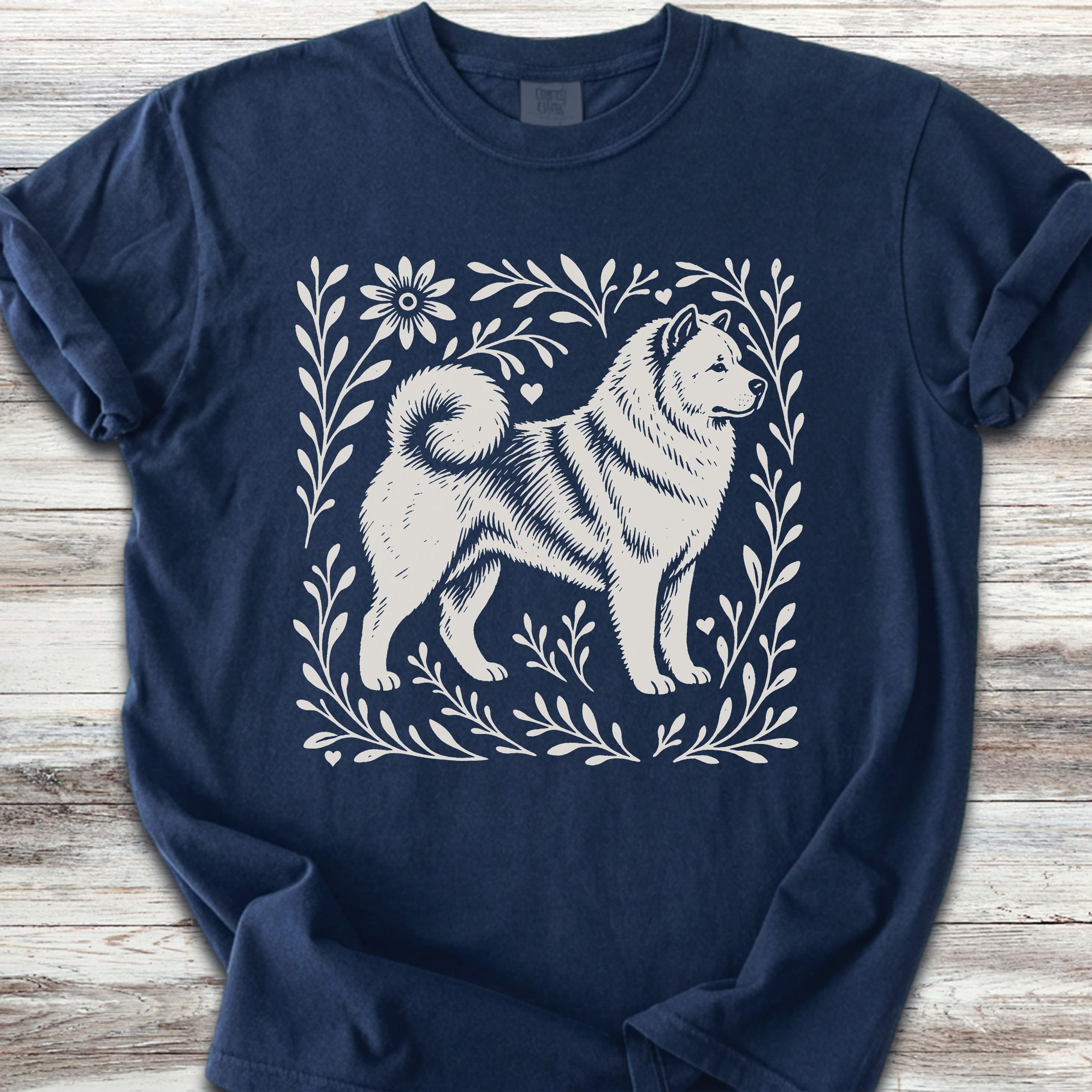 Akita Linocut - Navy