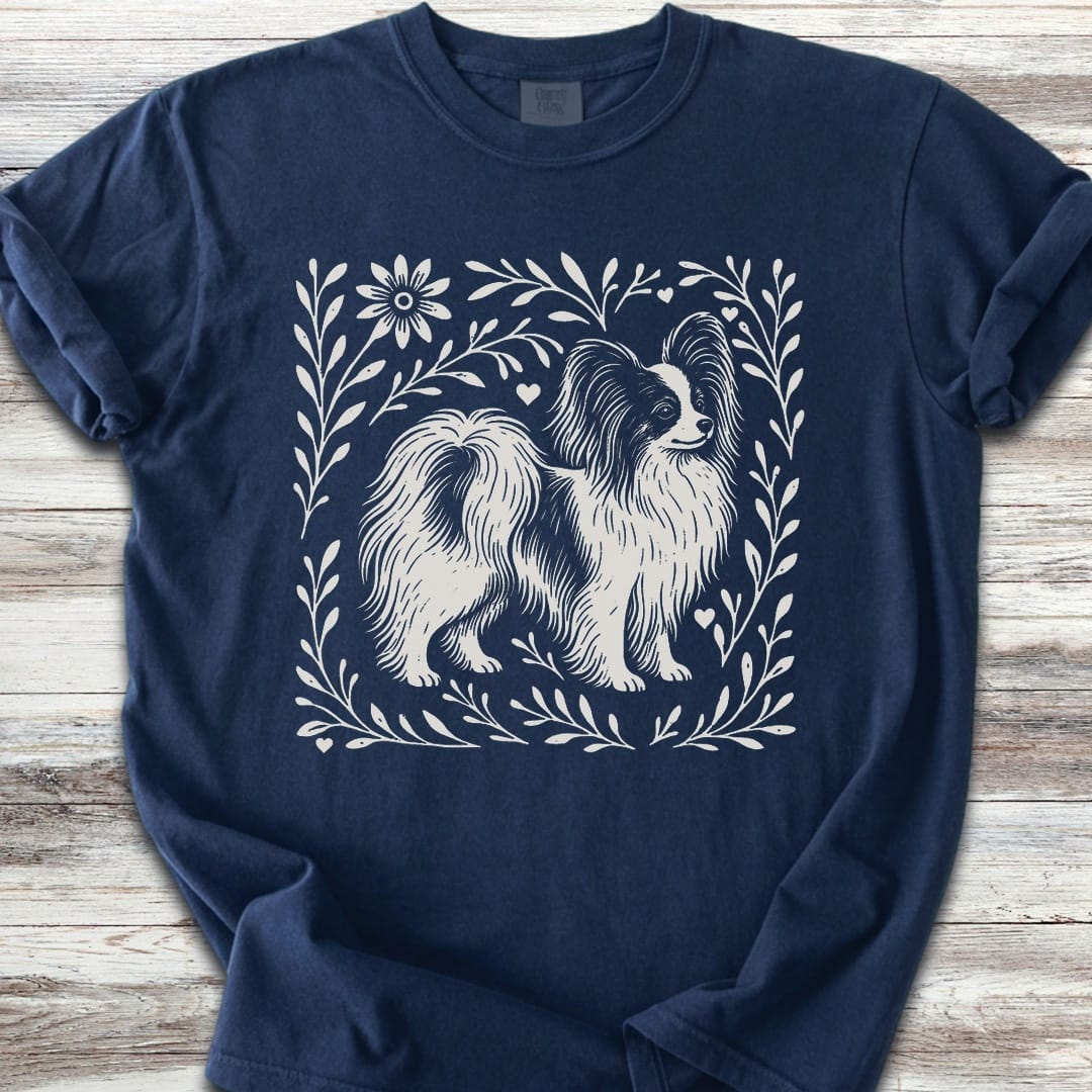 Papillon Linocut - Navy
