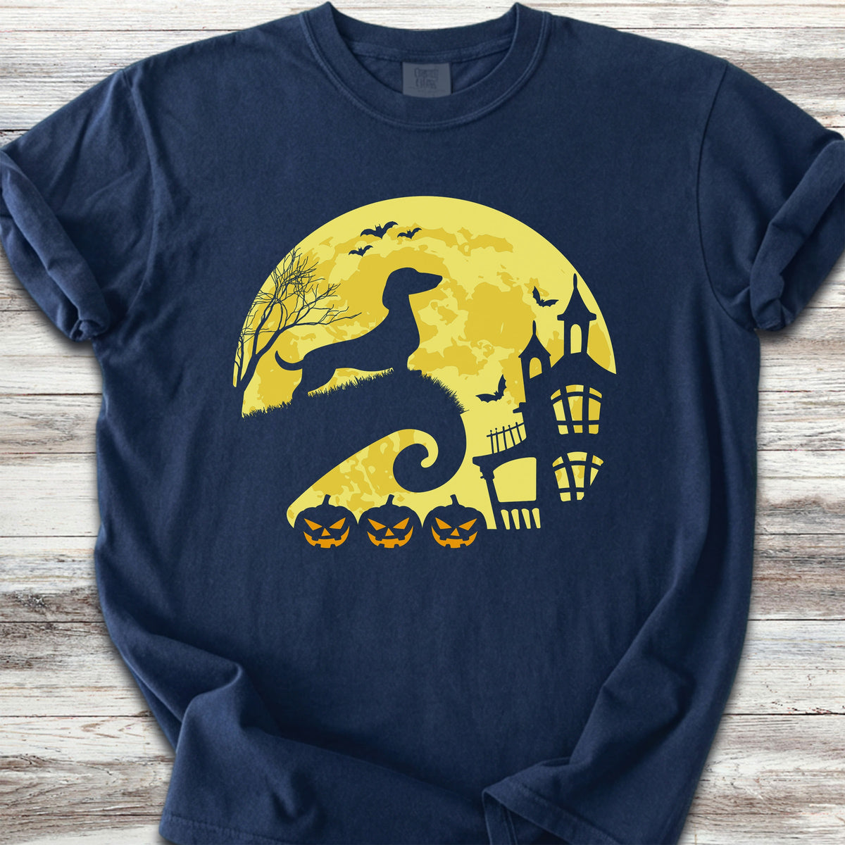 Dachshund Halloween Moon - Navy