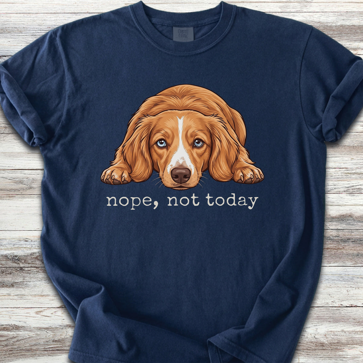 Dachshund Long Hair Red Piebald Nope - Navy