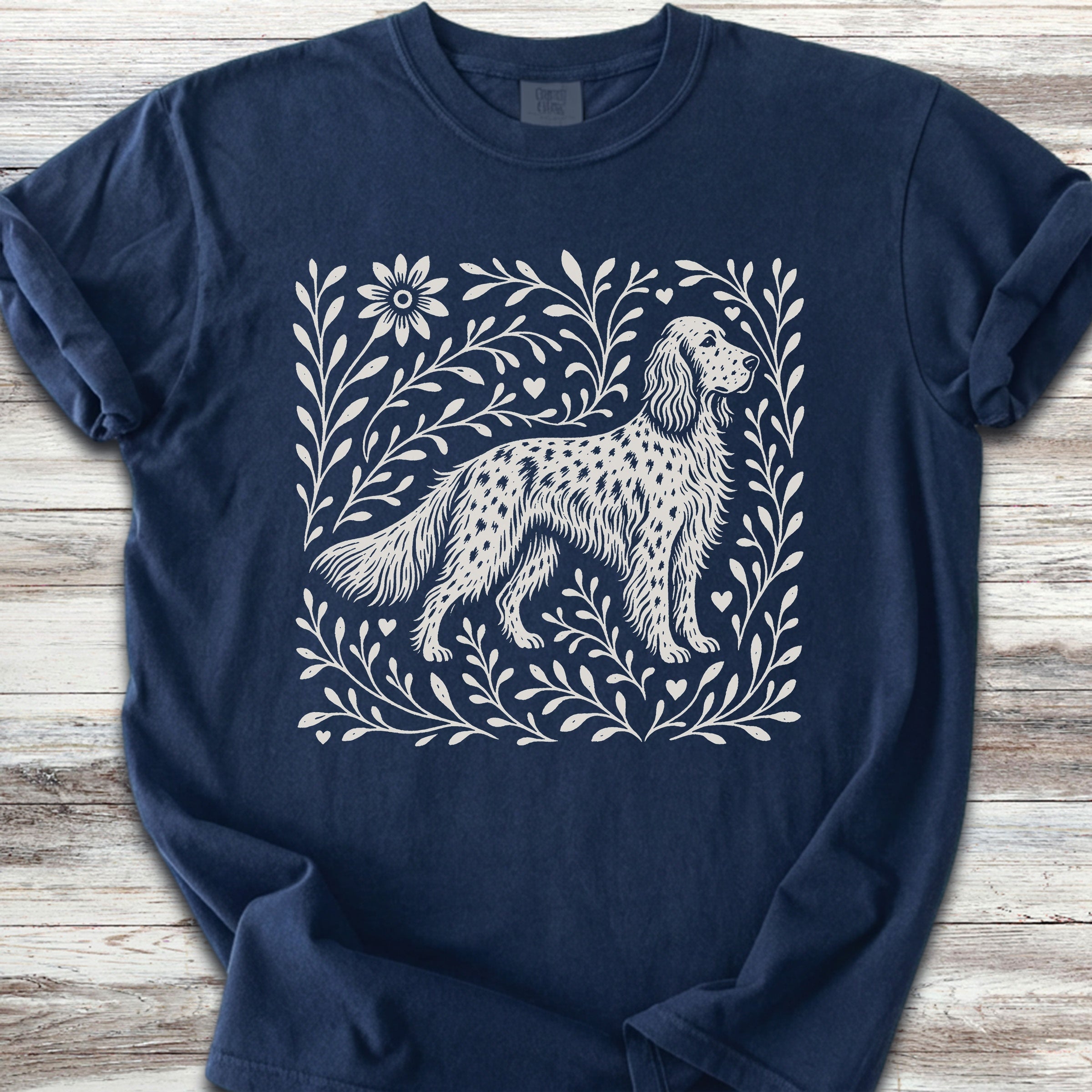 English Setter Linocut - Navy