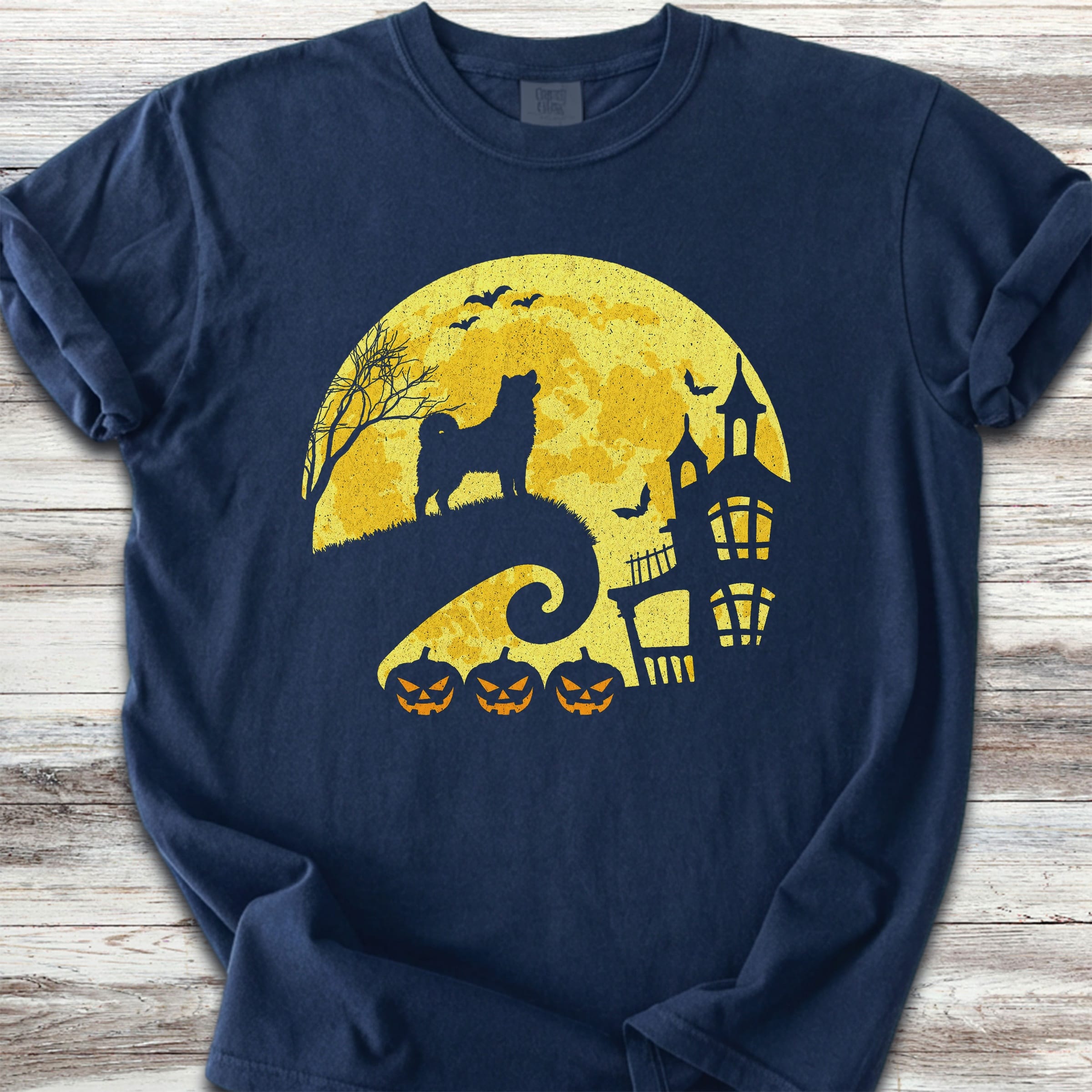 Akita Halloween Moon - Navy