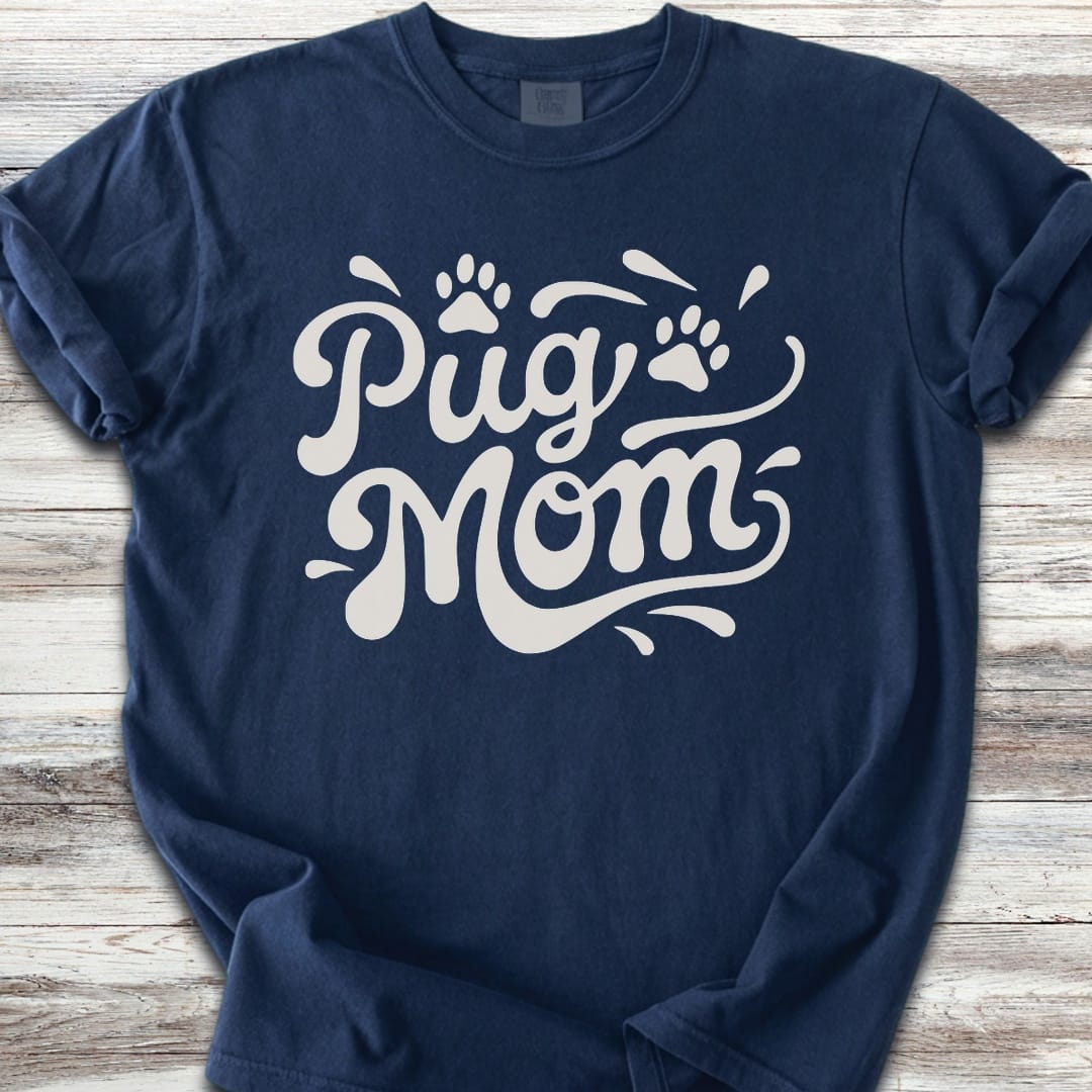 Pug Groovy Mom - Navy