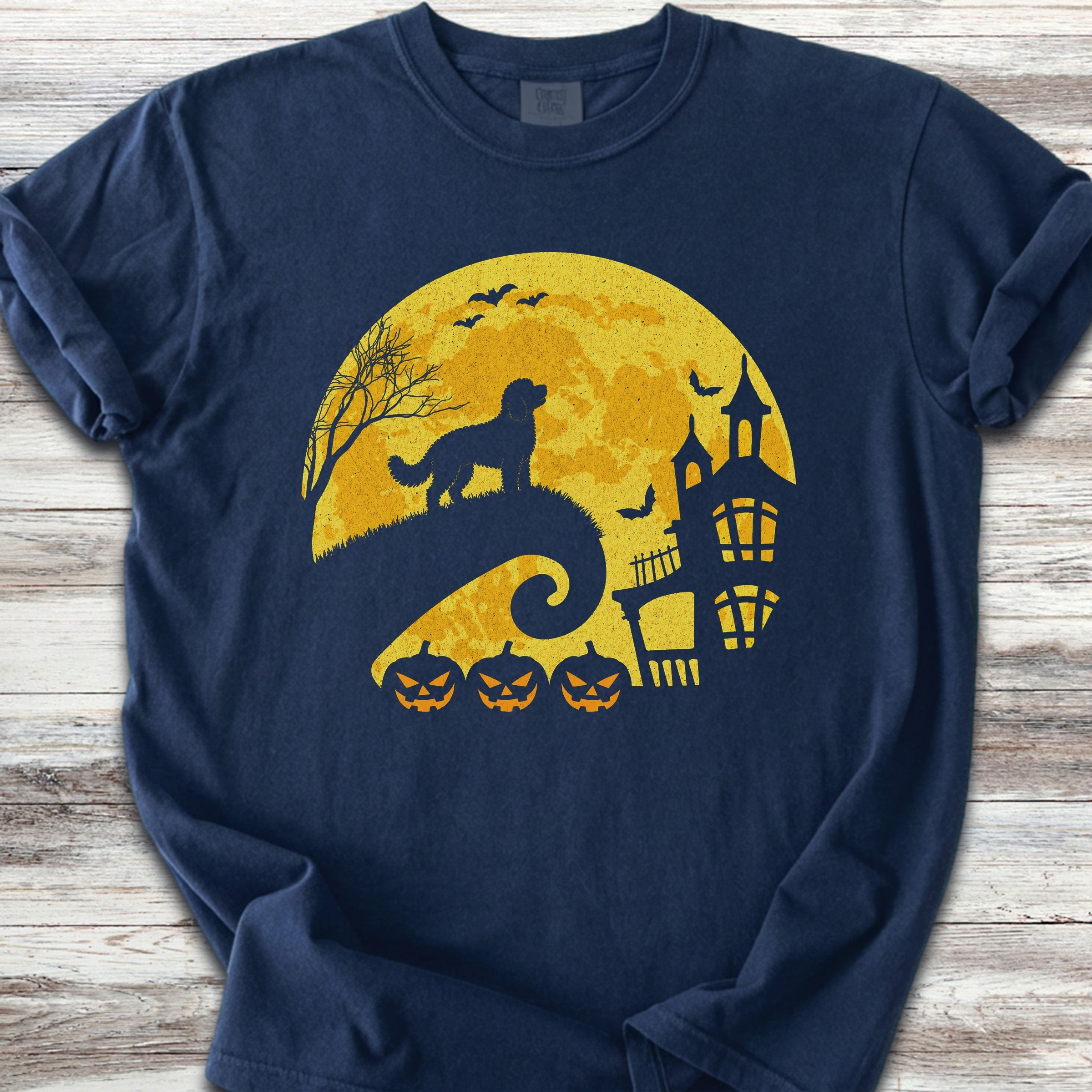 Doodle Halloween Moon - Navy