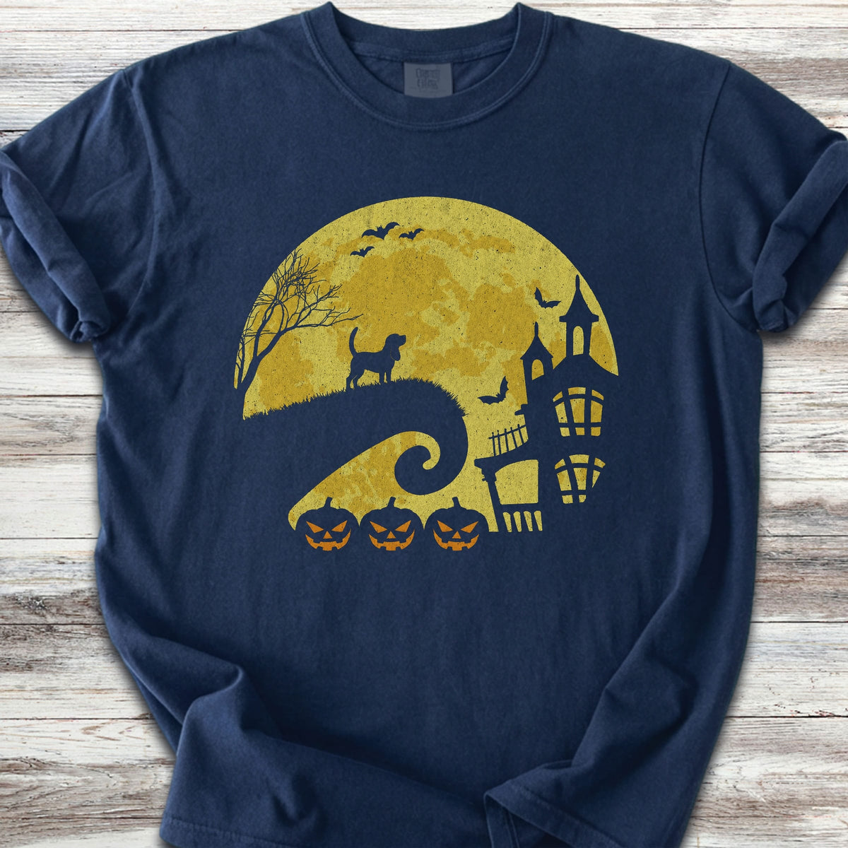 Beagle Halloween Moon - Navy