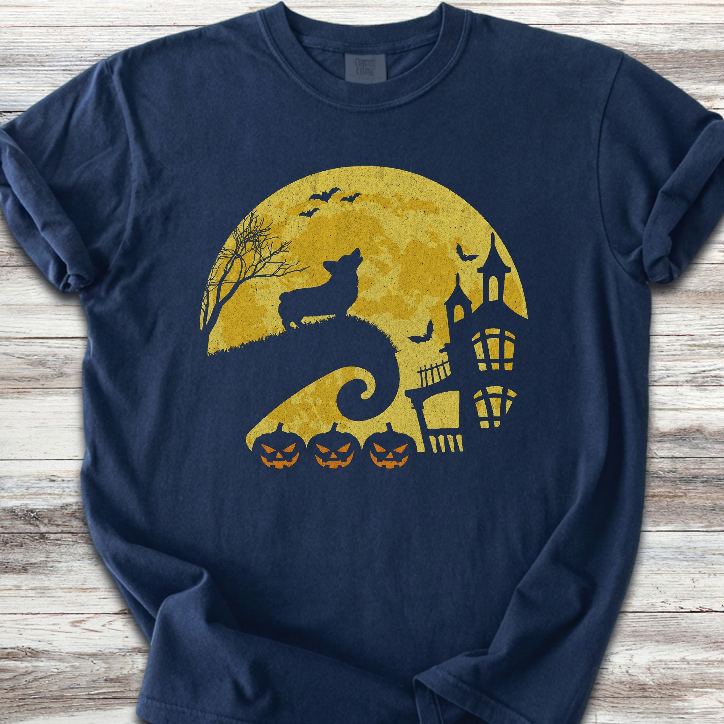 Corgi Halloween Moon - Navy