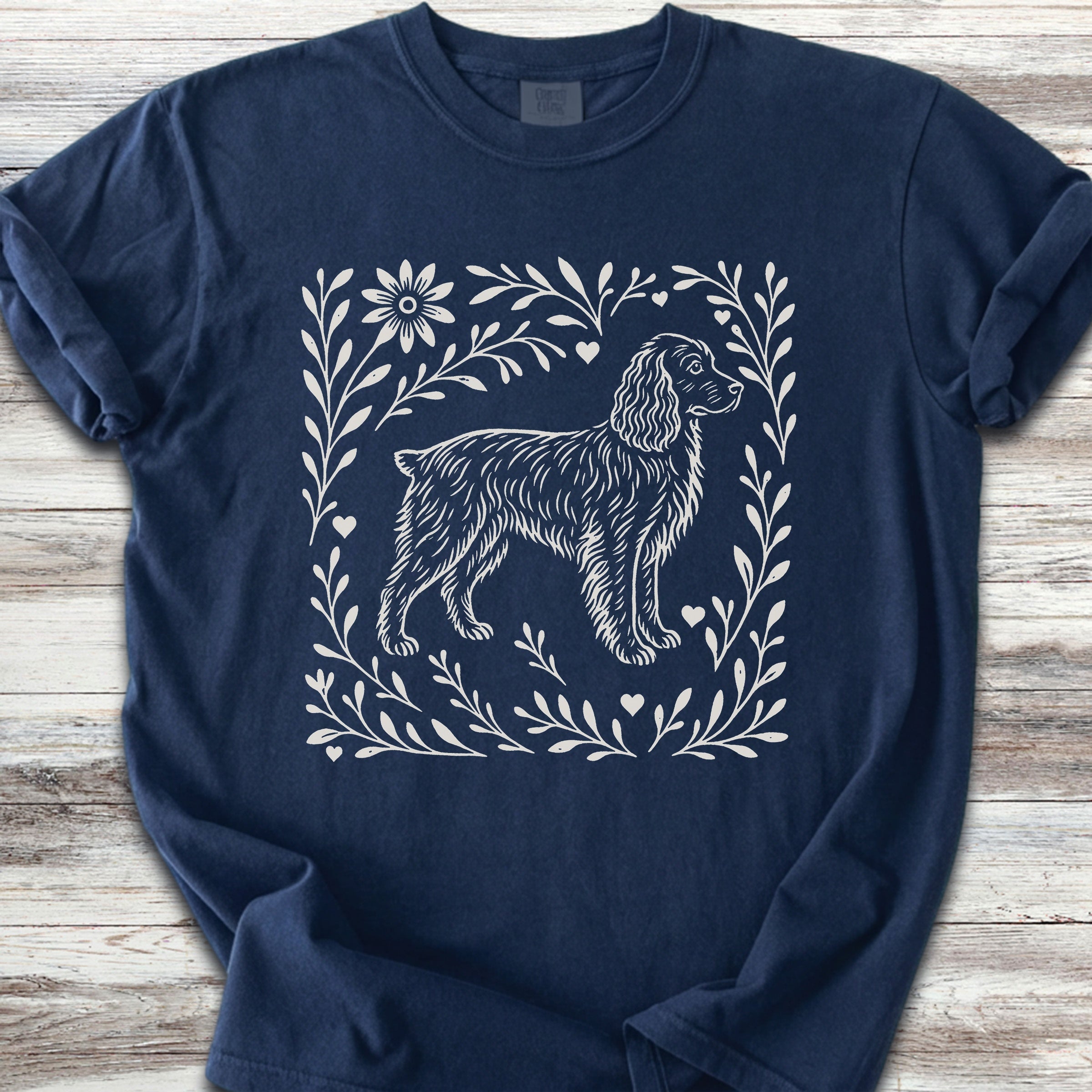Boykin Spaniel Linocut - Navy